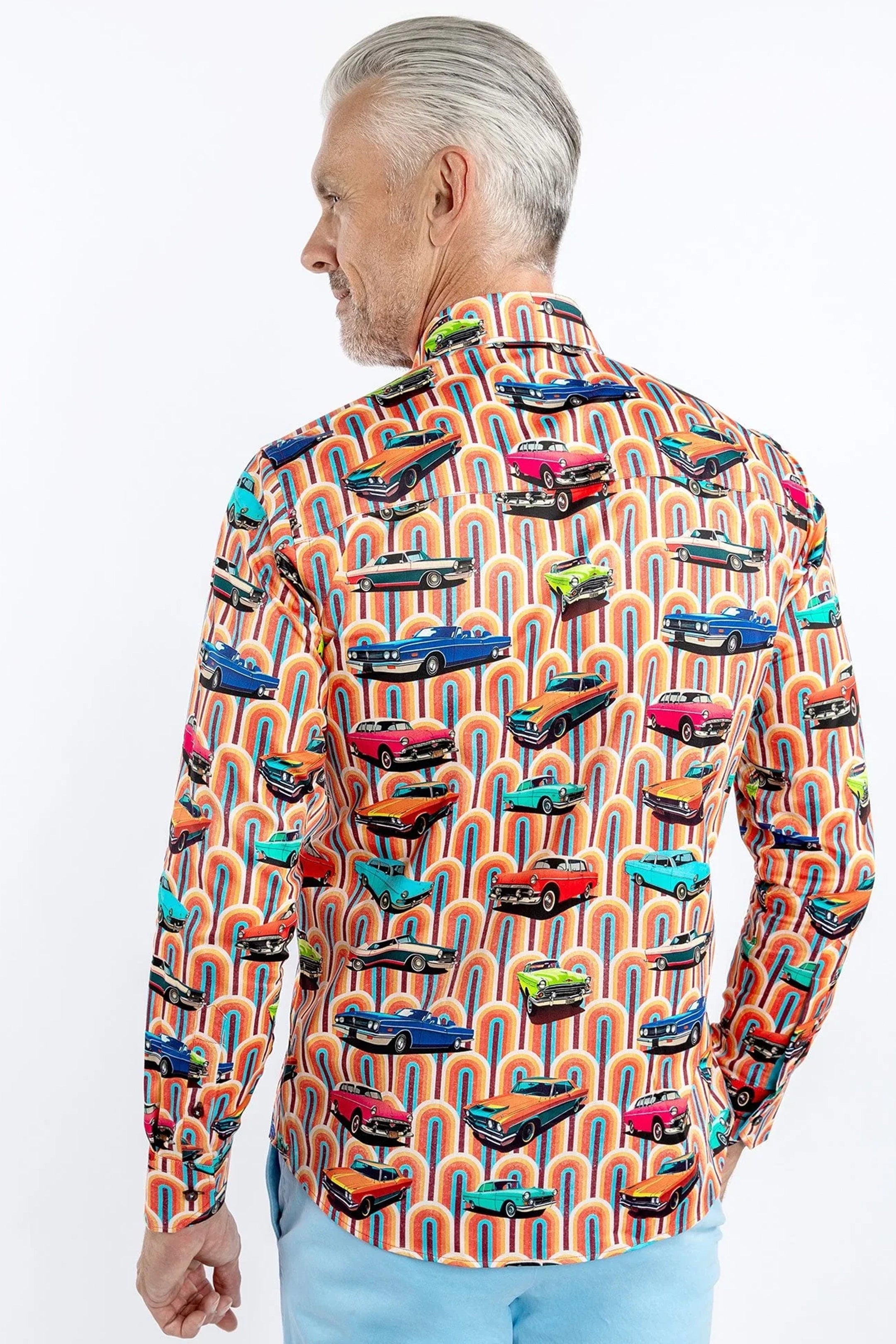 Claudio Lugli Orange Retro Cars Shirt