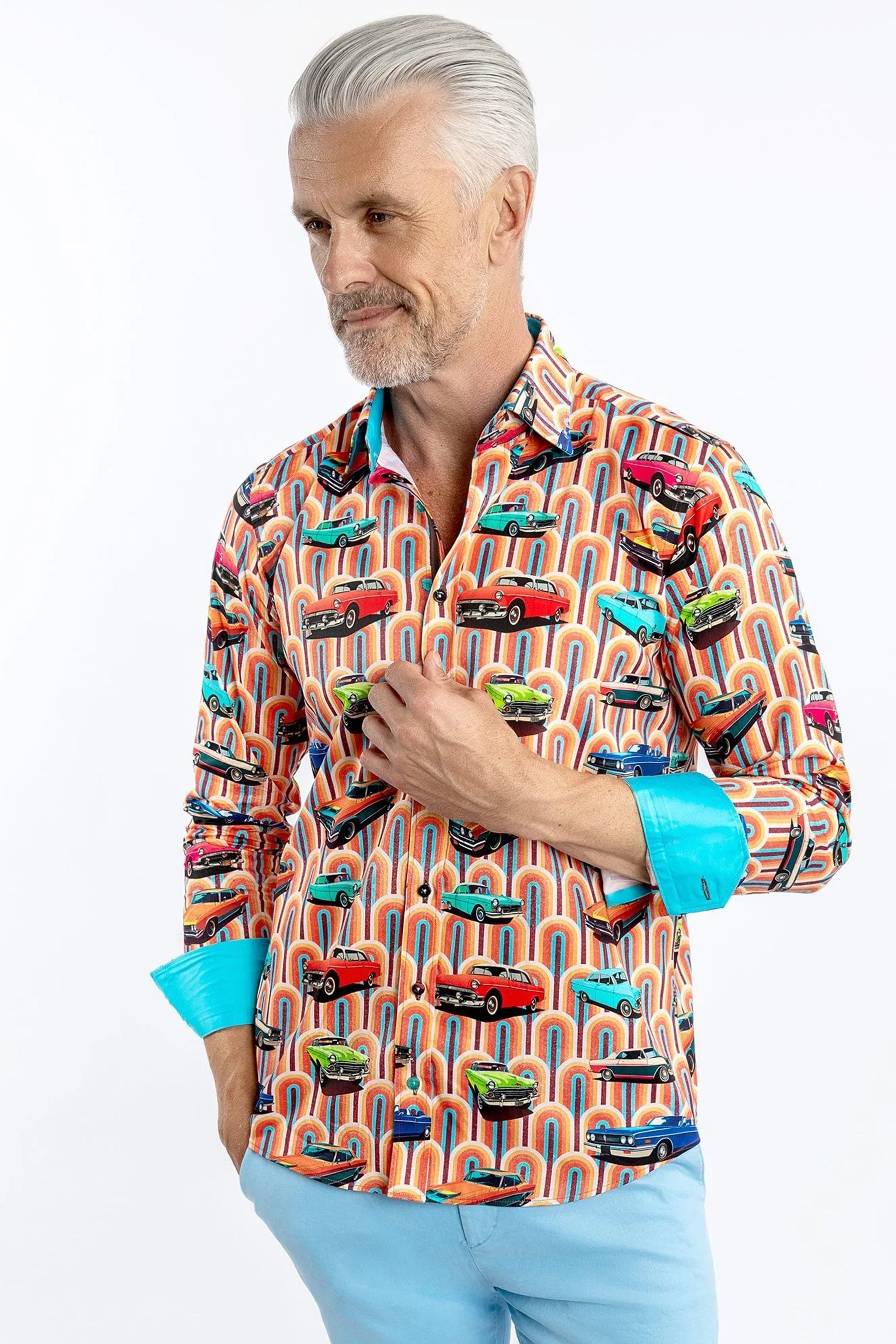 Claudio Lugli Orange Retro Cars Shirt