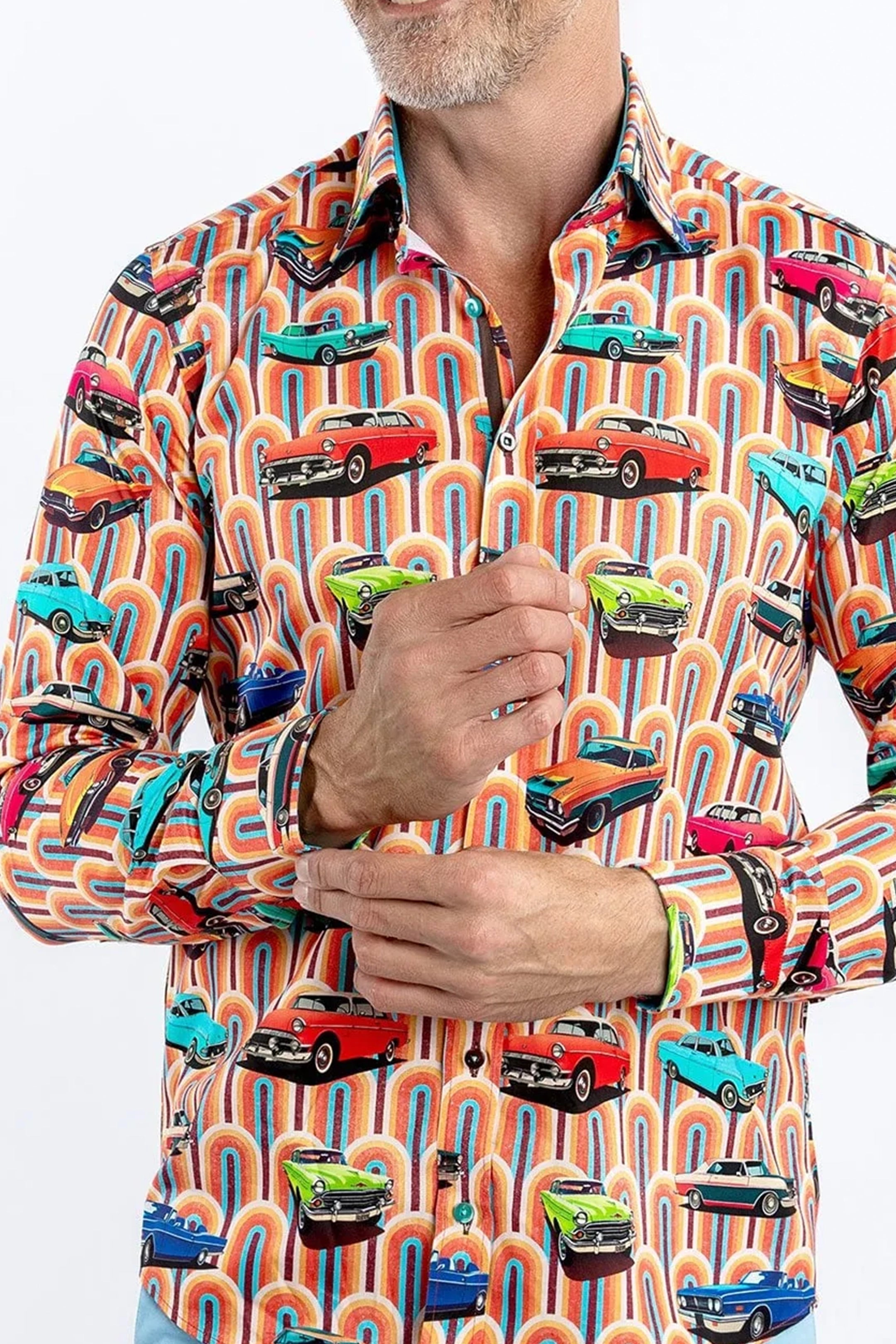Claudio Lugli Orange Retro Cars Shirt