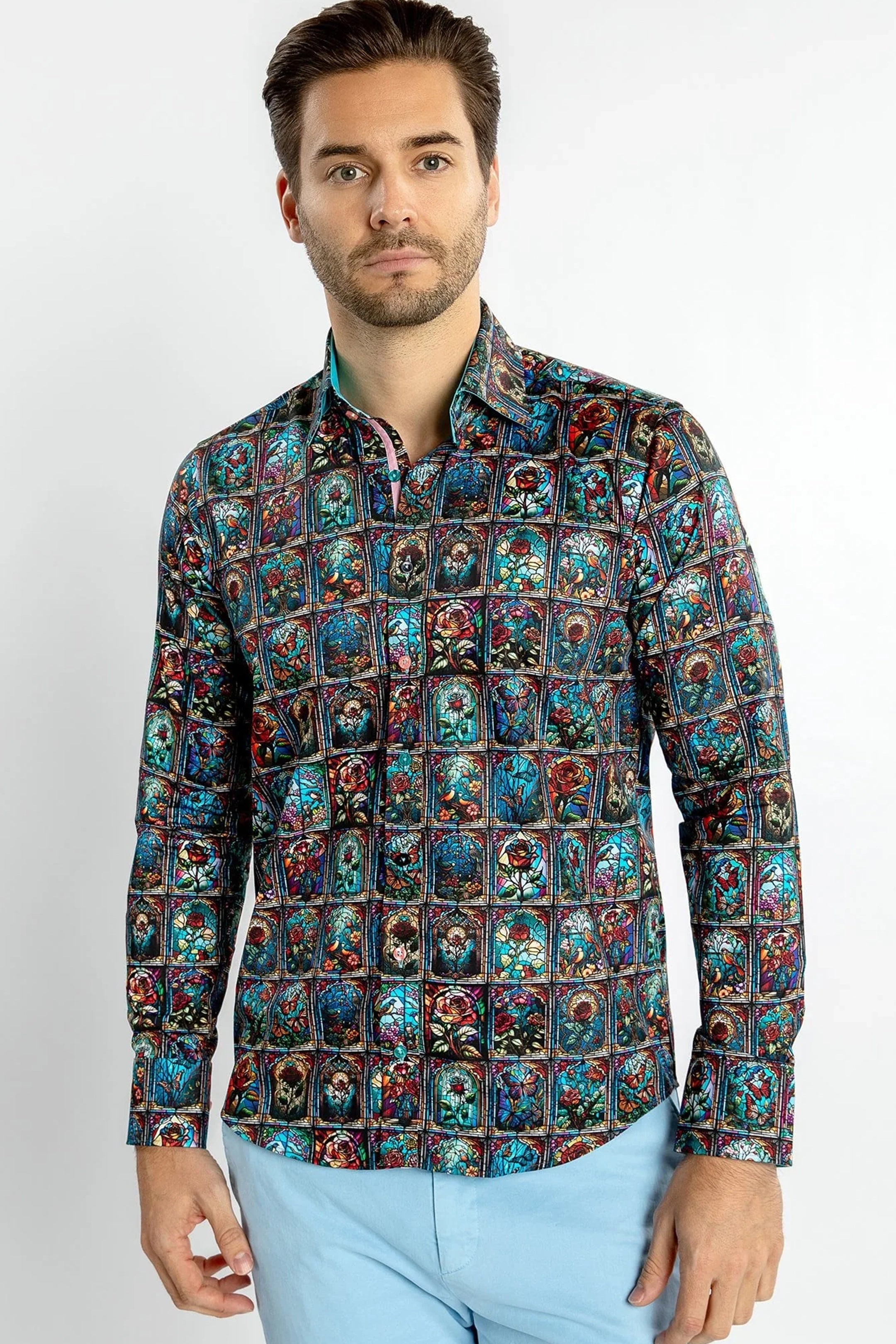 Claudio Lugli Stained Glass Romance Print Shirt