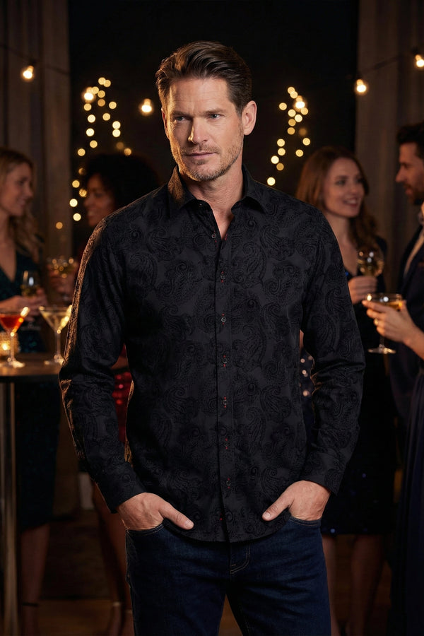 Claudio Lugli Paisley Flocked Shirt