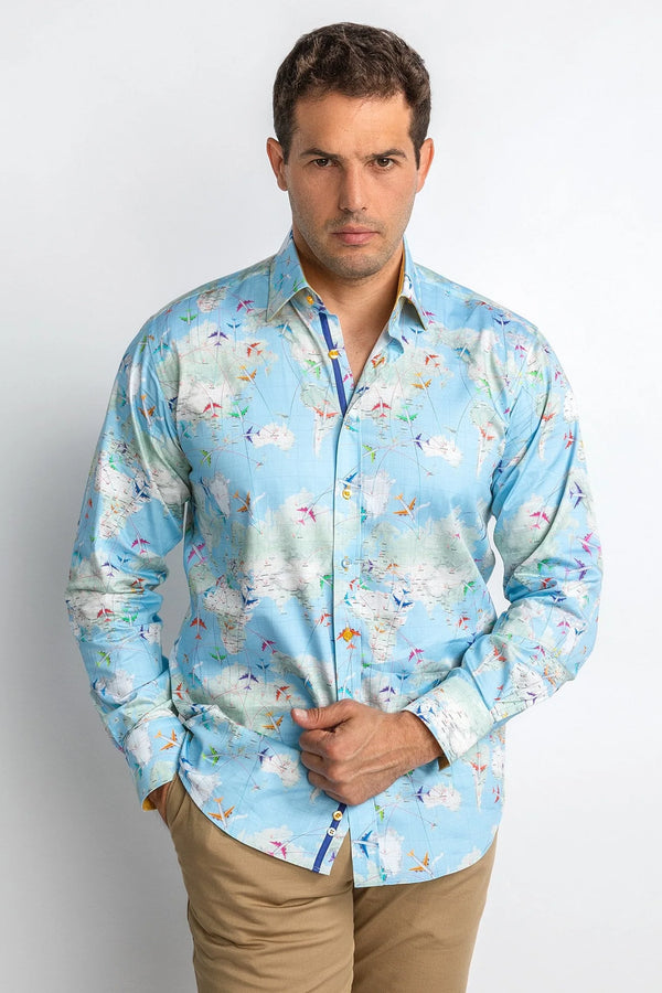 Claudio Lugli Flight Map Sky Shirt