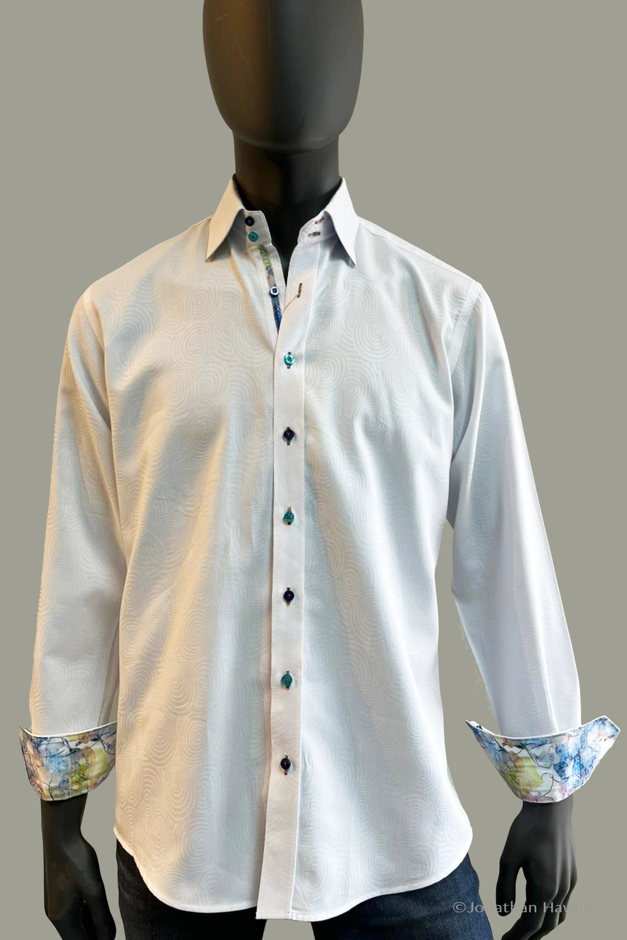 Claudio Lugli White Circular Jacquard Shirt