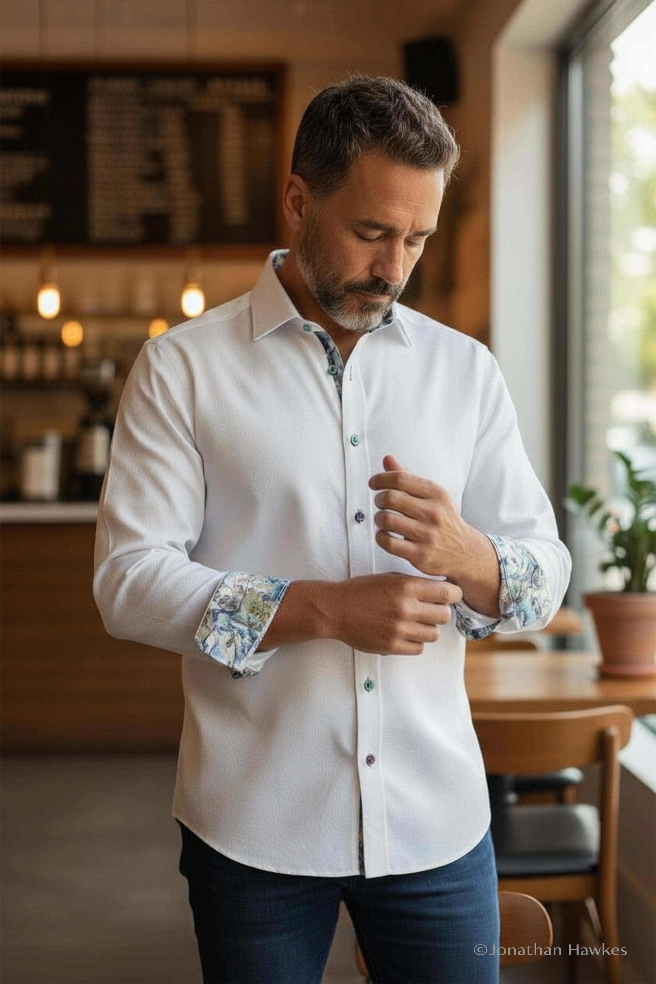Claudio Lugli White Circular Jacquard Shirt