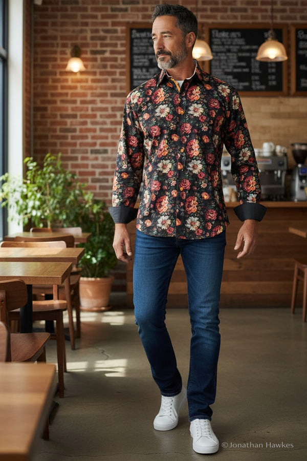 Claudio Lugli Black Floral Shirt