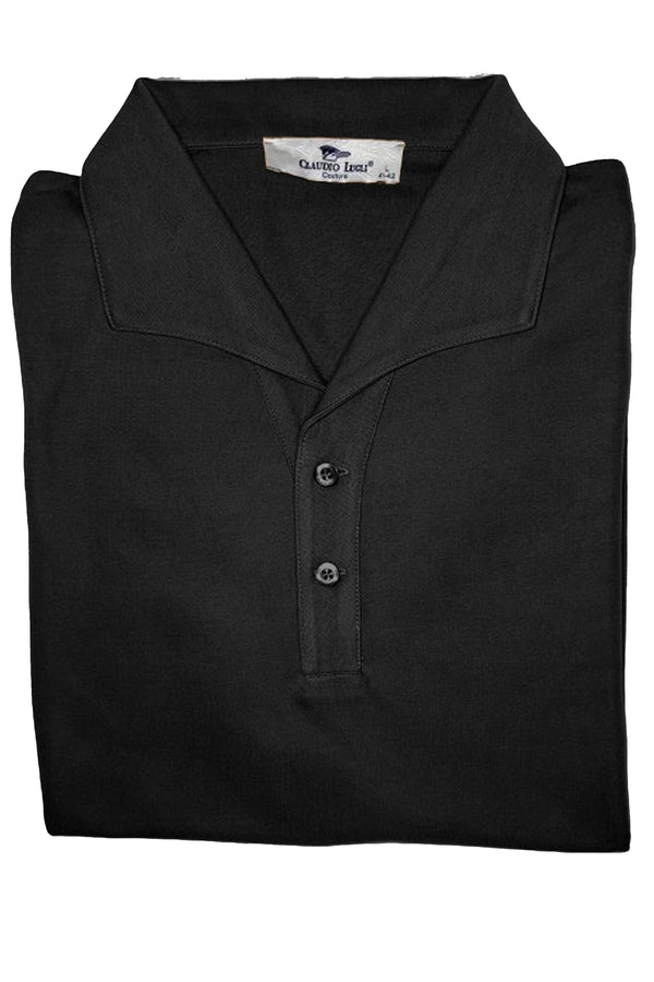 Claudio Lugli Black Cupro Polo Shirt