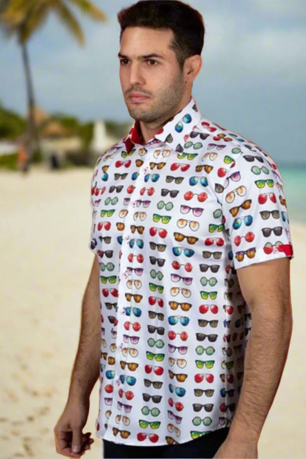 Claudio Lugli White Sunglasses Print Shirt