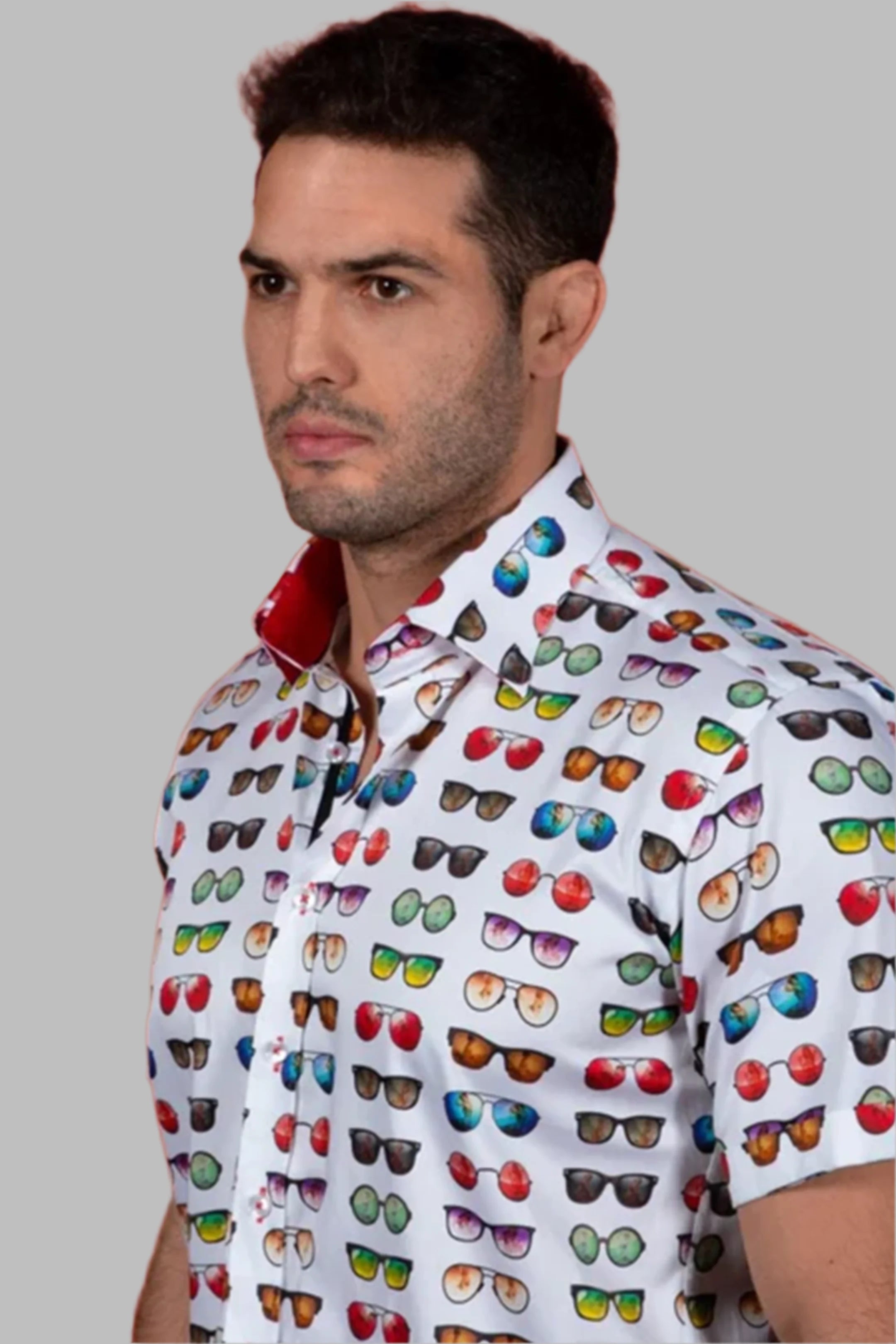 Claudio Lugli White Sunglasses Print Shirt