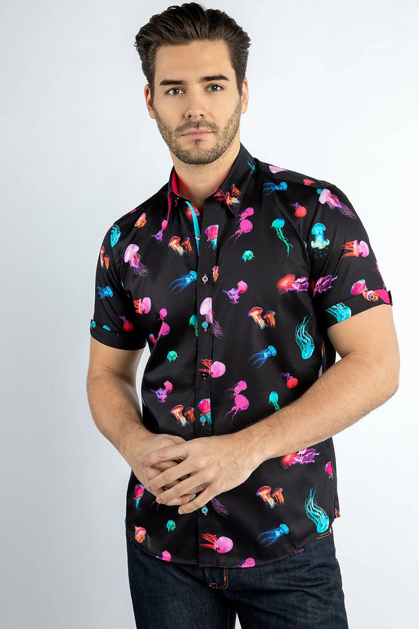 Claudio Lugli Black Jellyfish Print Shirt
