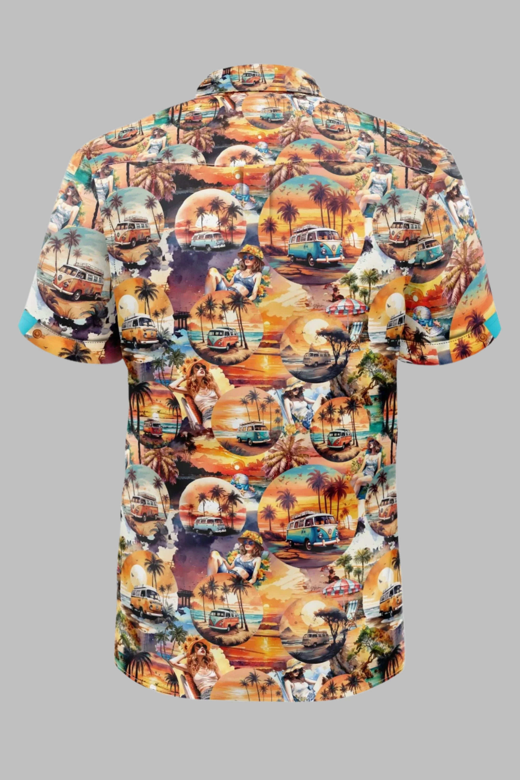 Claudio Lugli Short Sleeve Sunset Camper Print Shirt