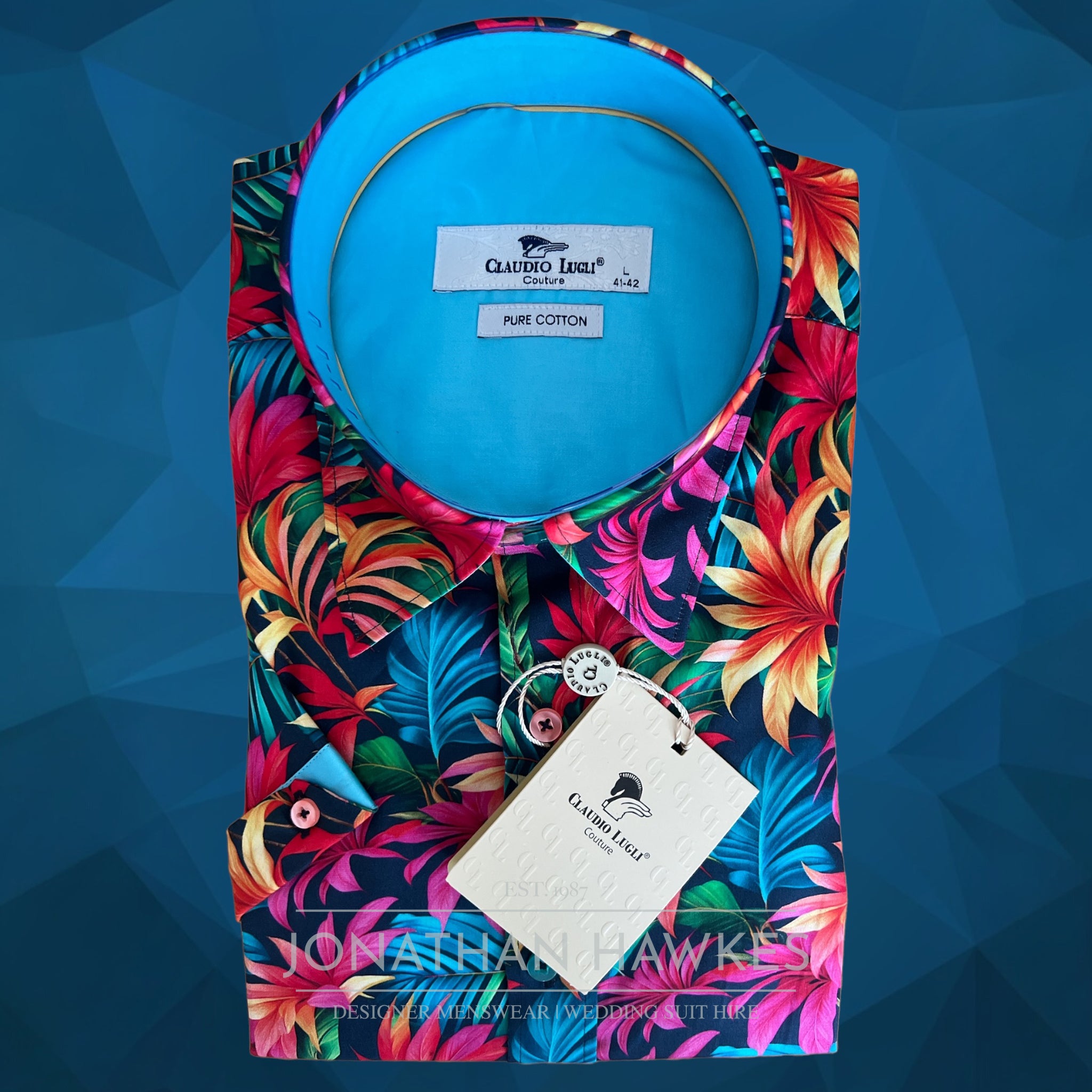 Claudio Lugli Short Sleeve Tropical Leaves Print Shirt