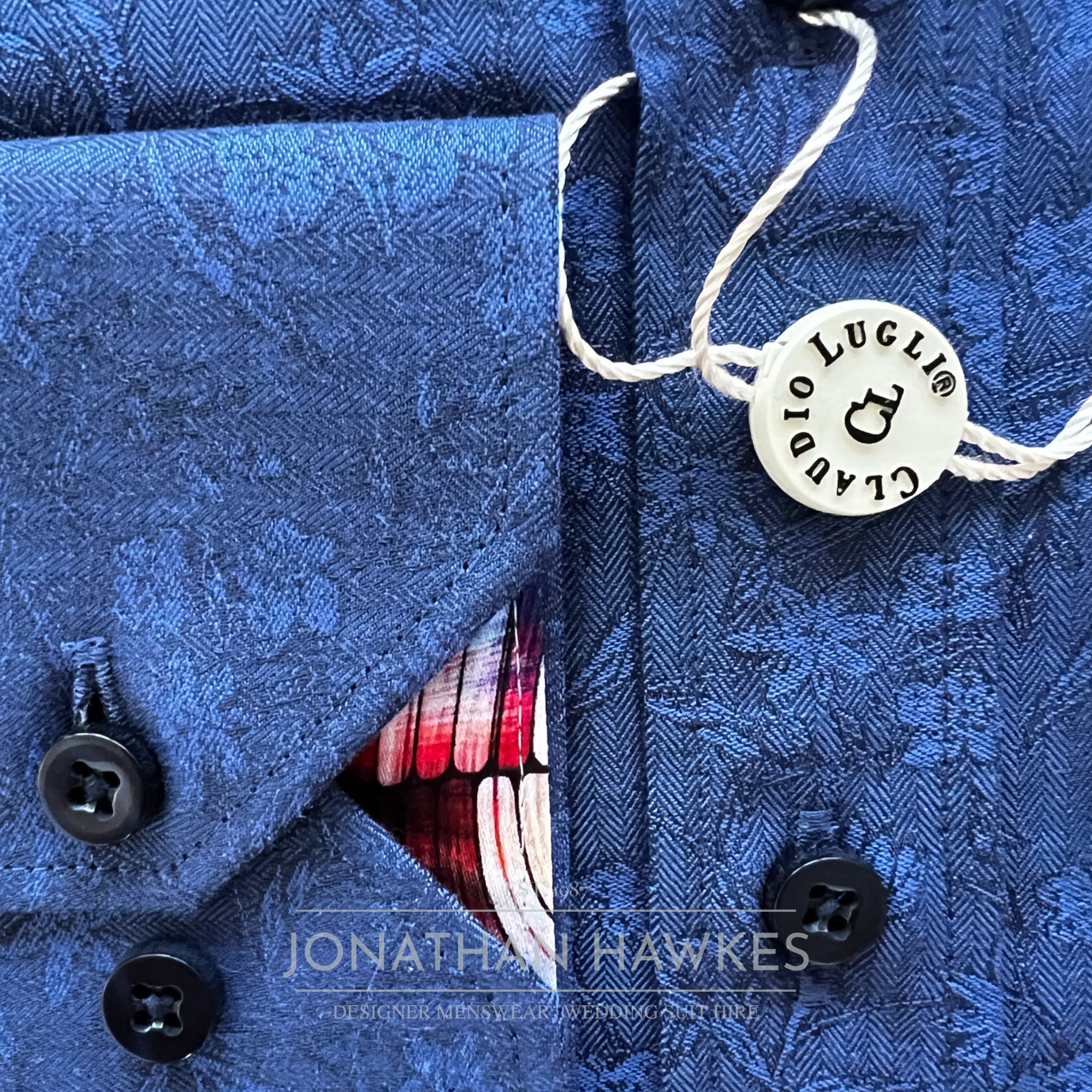 Claudio Lugli Navy Floral Jacquard Long Sleeve Shirt