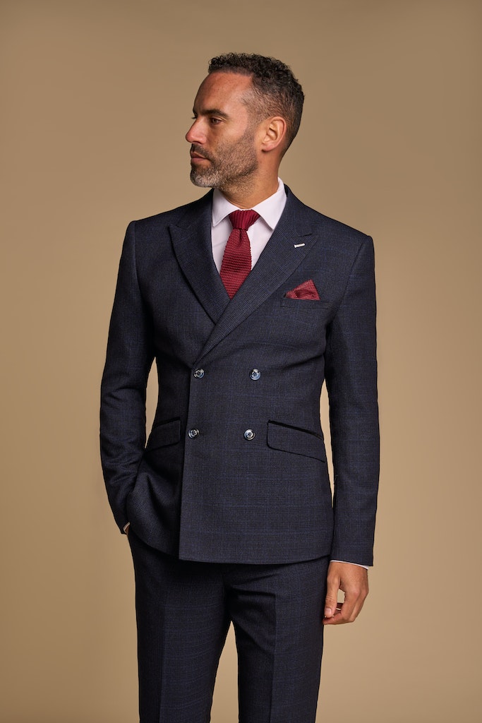 Caridi Navy Double-Breasted Blazer