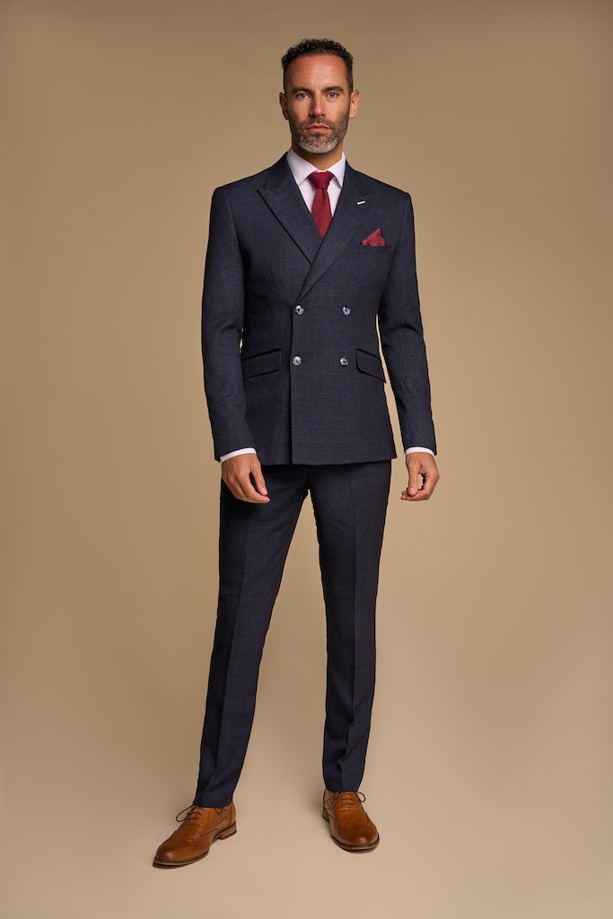 Caridi Navy Double-Breasted Blazer
