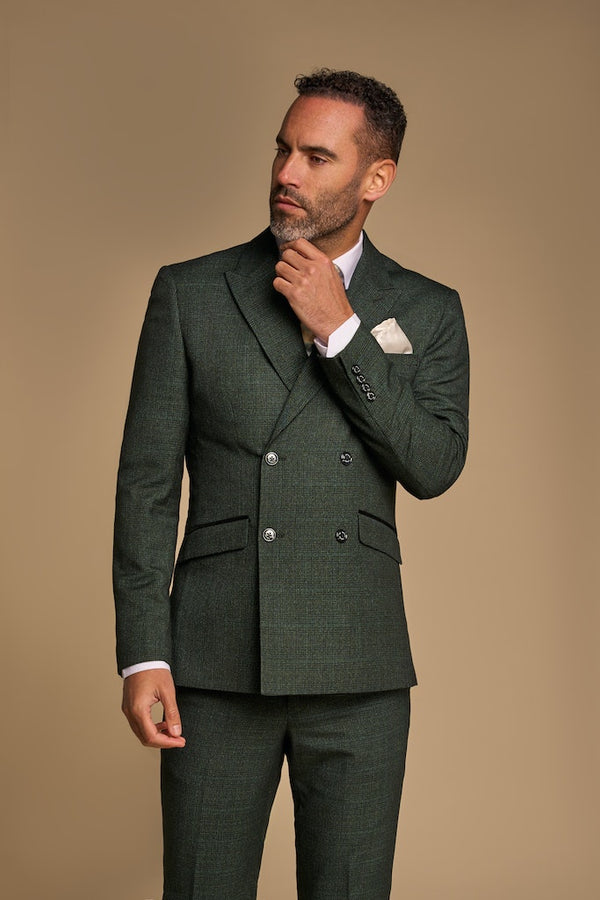 Caridi Olive Double-Breasted Blazer