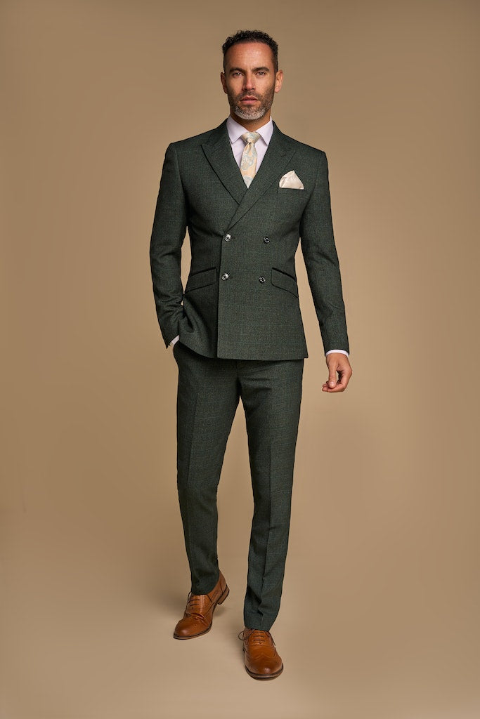 Caridi Olive Double-Breasted Blazer