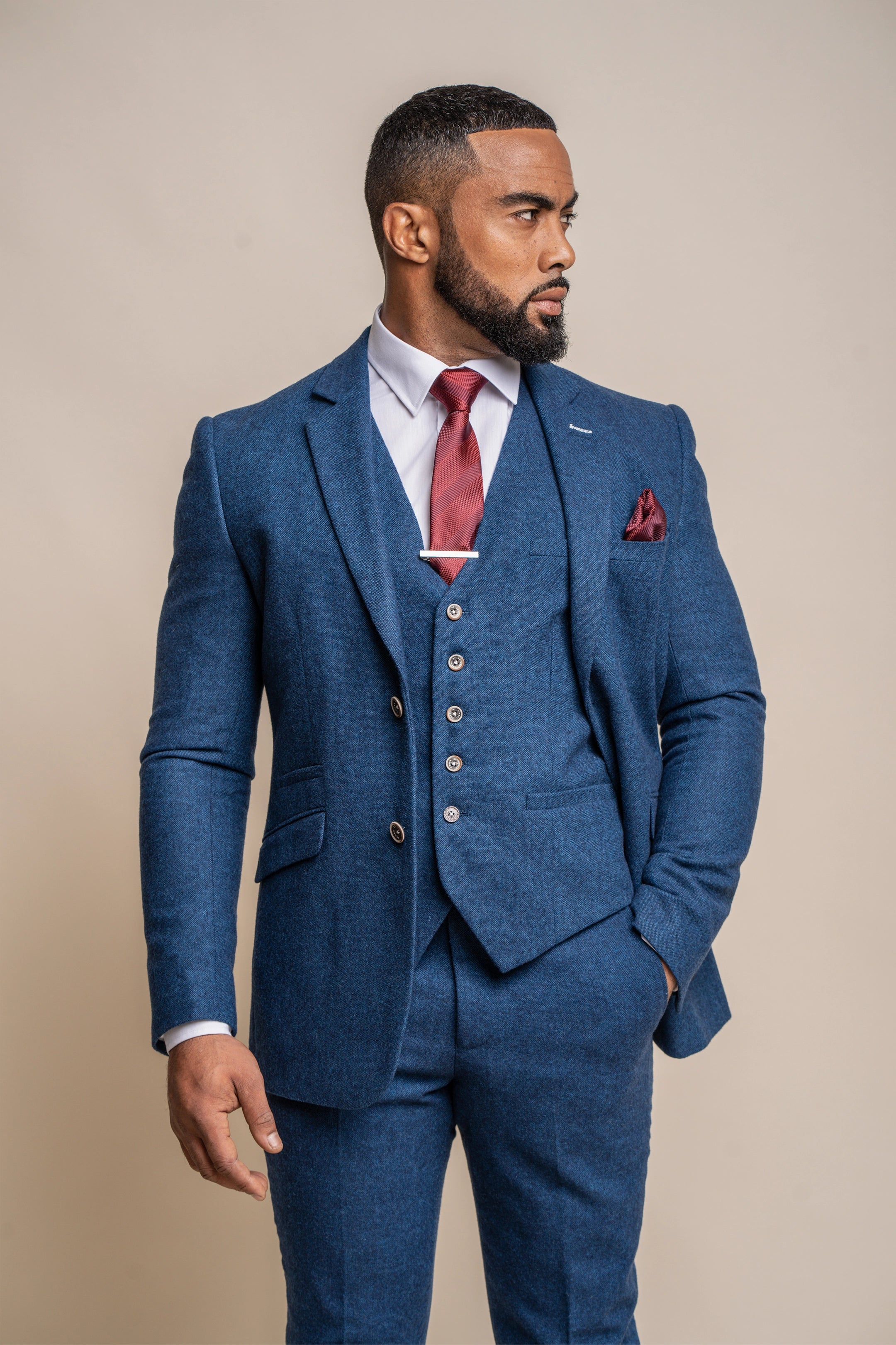 Orson Blue Tweed Three Piece Suit