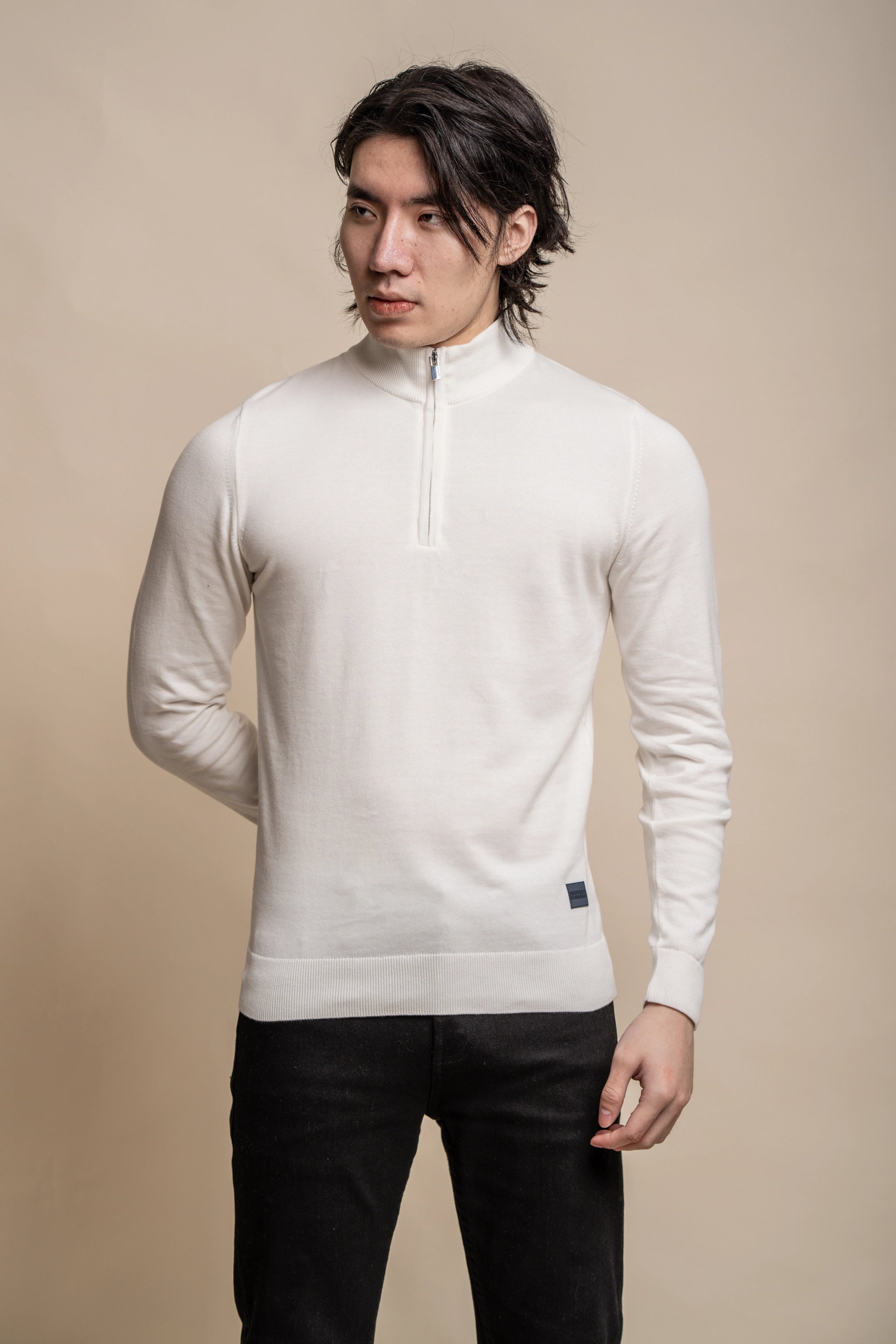 Avanti Half Zip Ecru Jumper