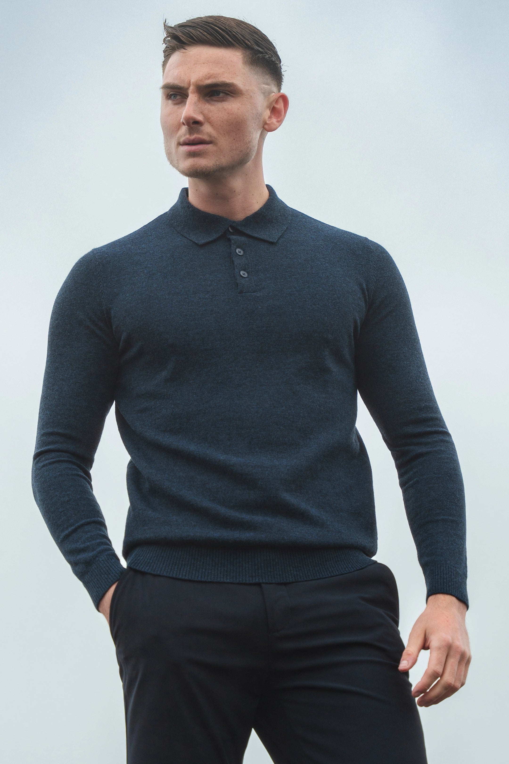 Boom Navy Long Sleeve Polo Shirt