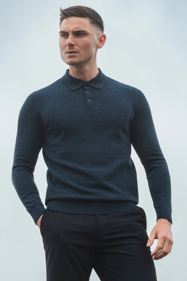 Boom Navy Long Sleeve Polo Shirt