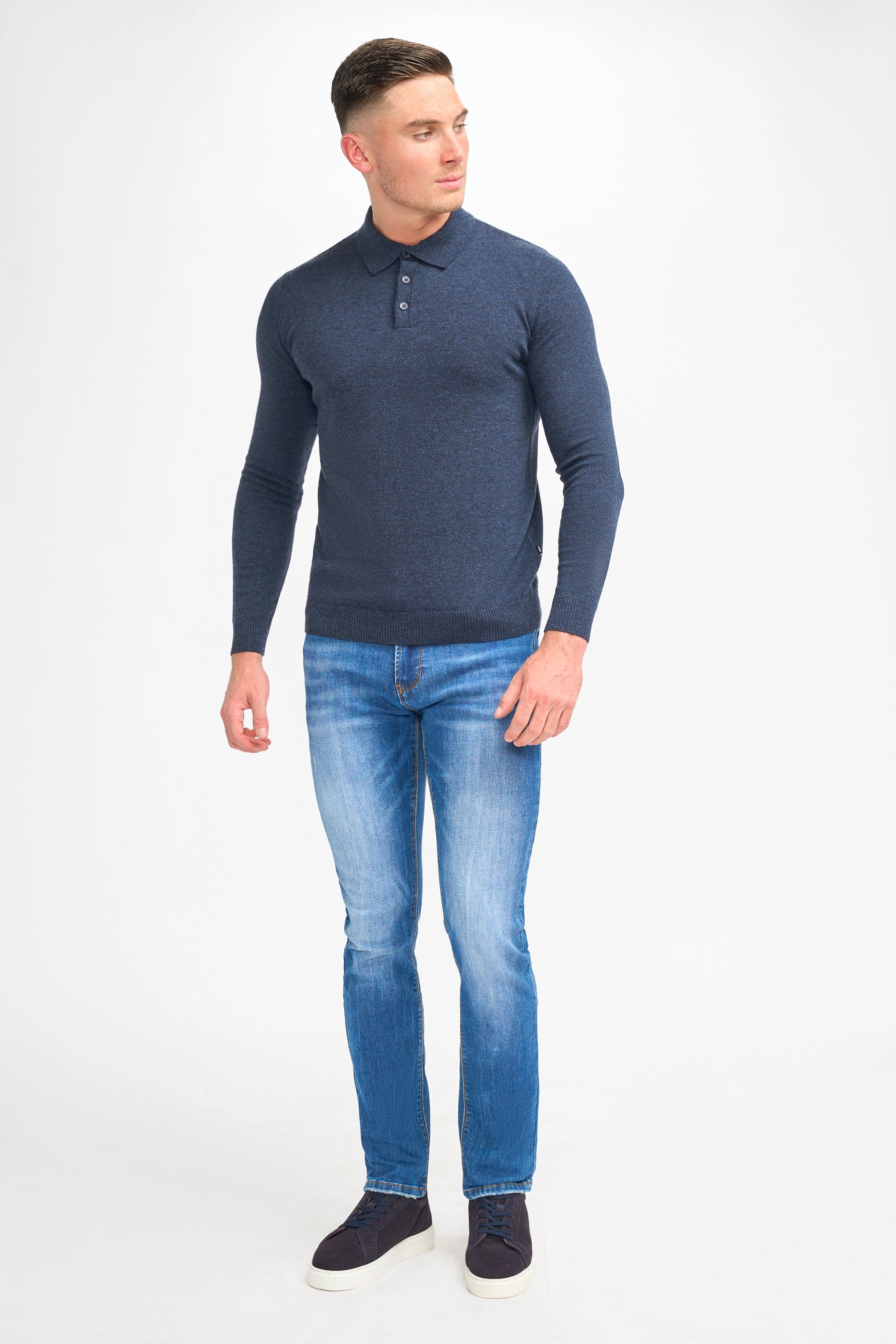 Boom Navy Long Sleeve Polo Shirt