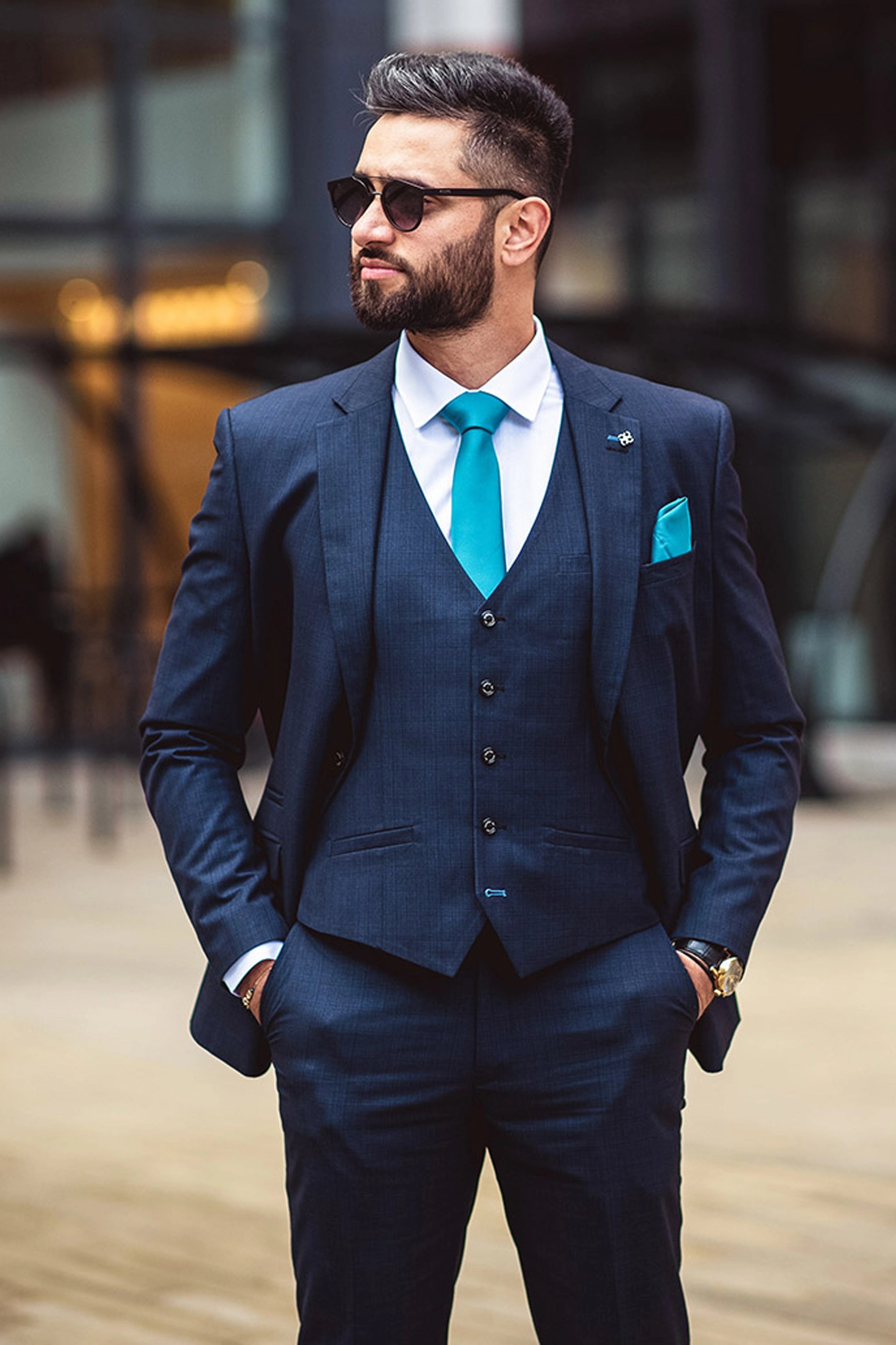 Seeba Navy Three Piece Suit