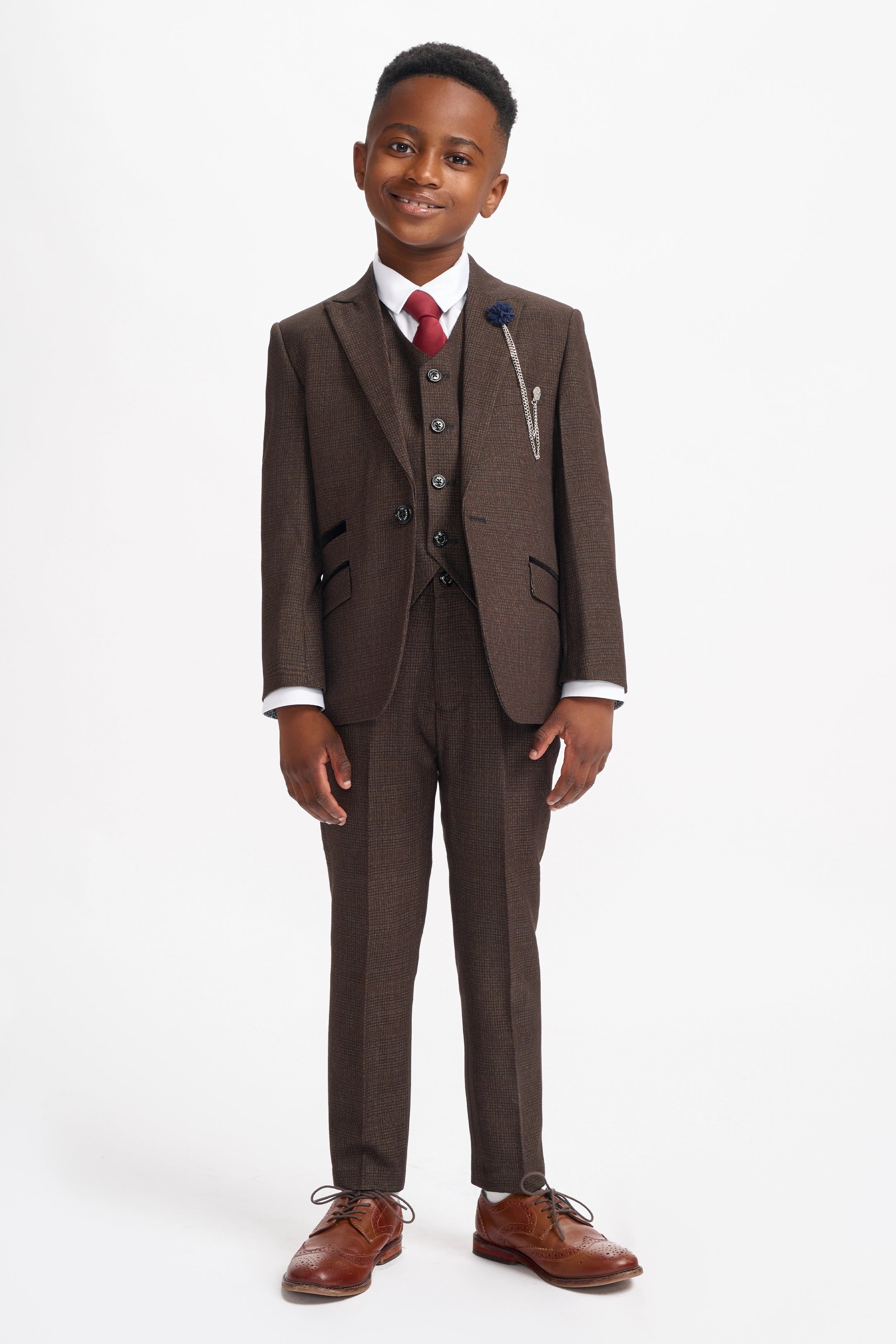 Boys Caridi Brown Three Piece Suit