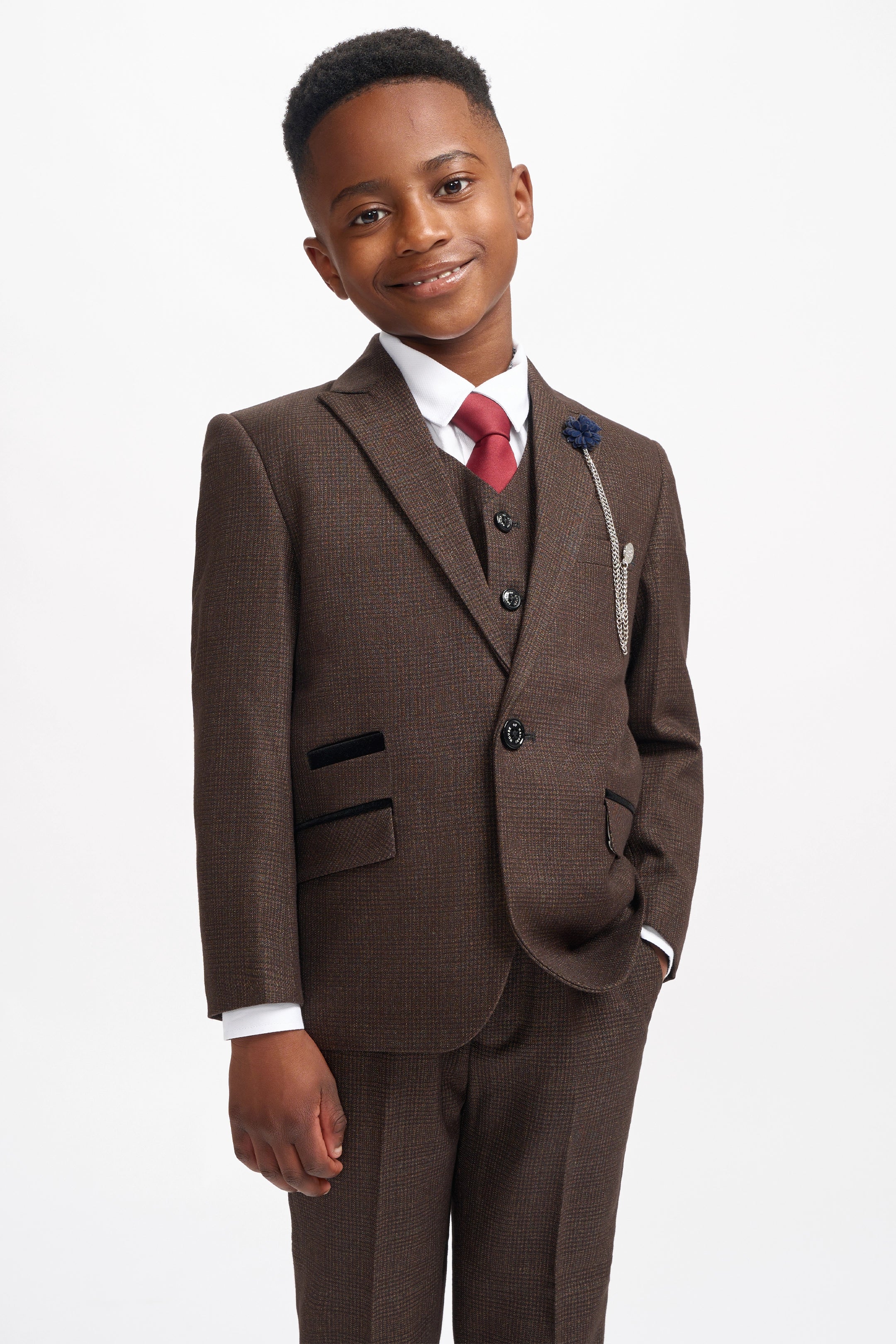 Boys Caridi Brown Three Piece Suit
