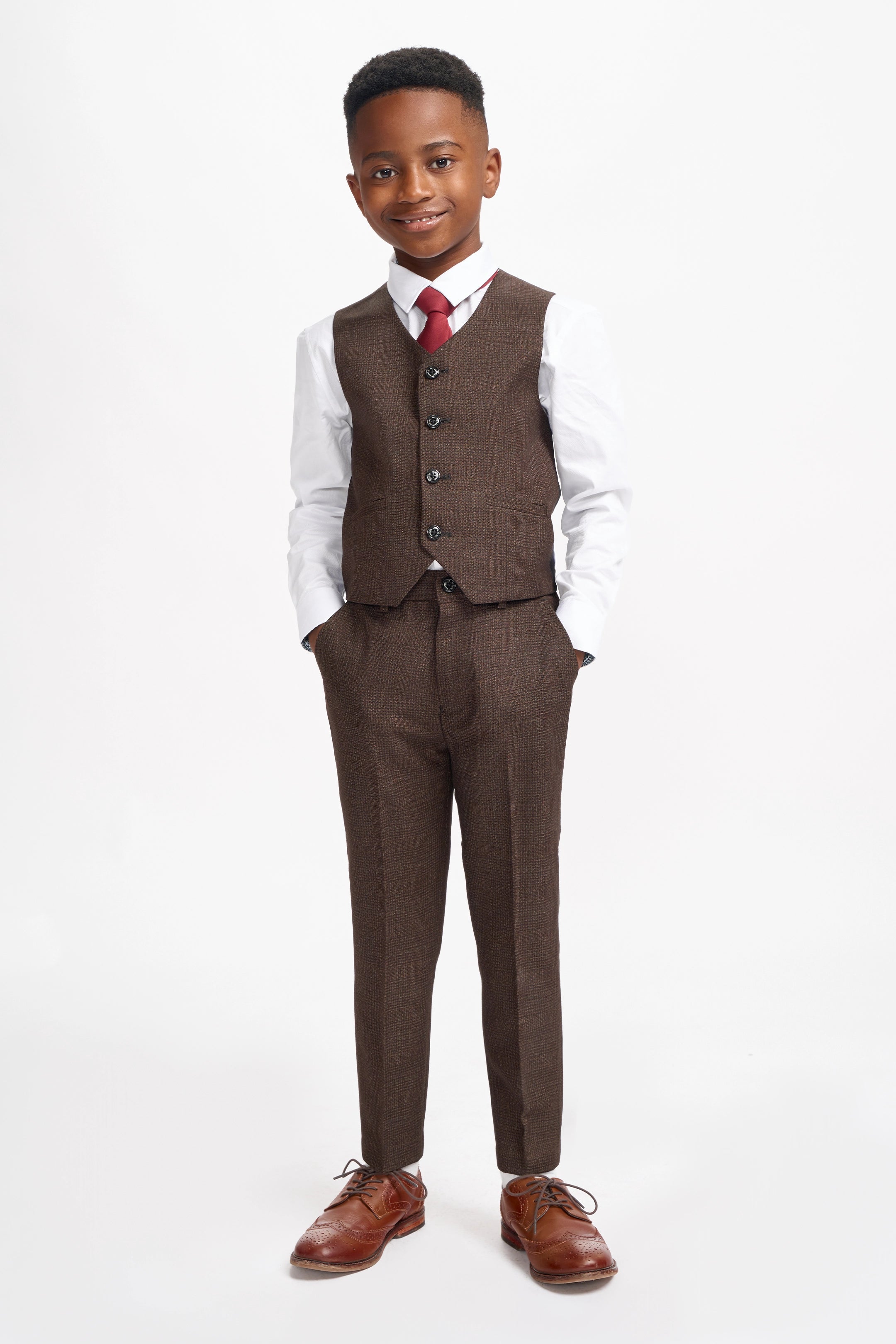 Boys Caridi Brown Three Piece Suit