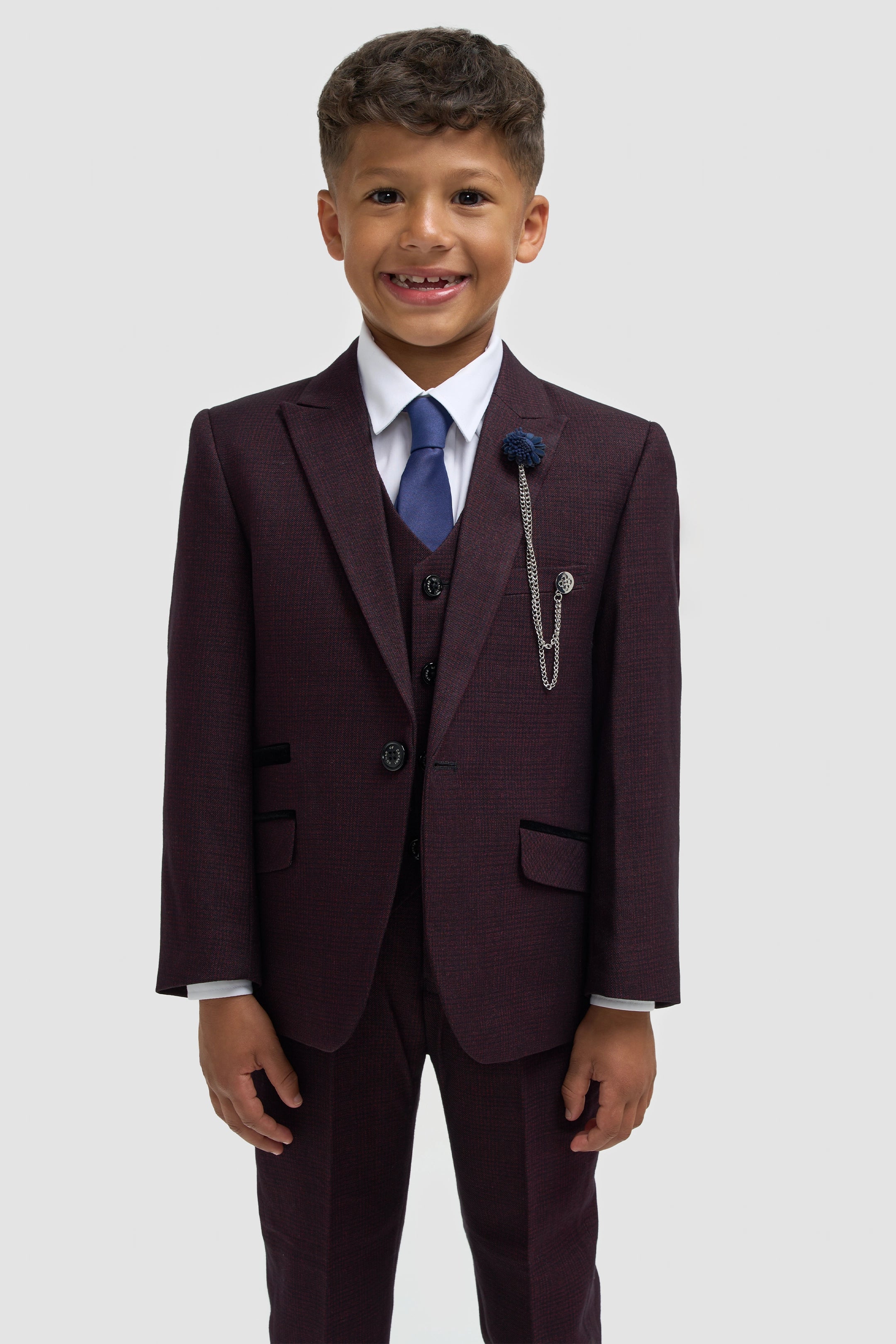 Boys Caridi Wine Three Piece Suit
