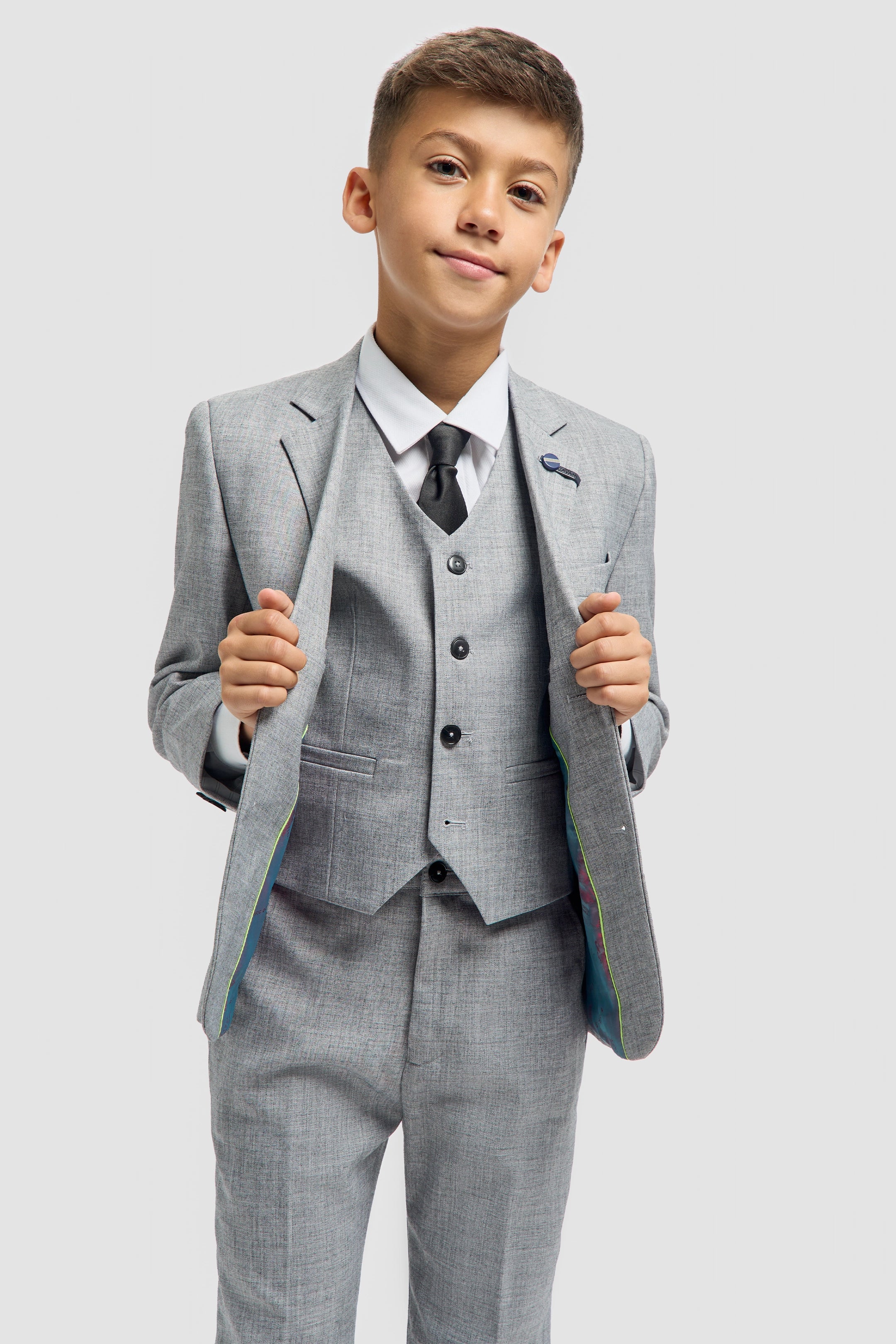 Boys Malibu Grey Three Piece Suit