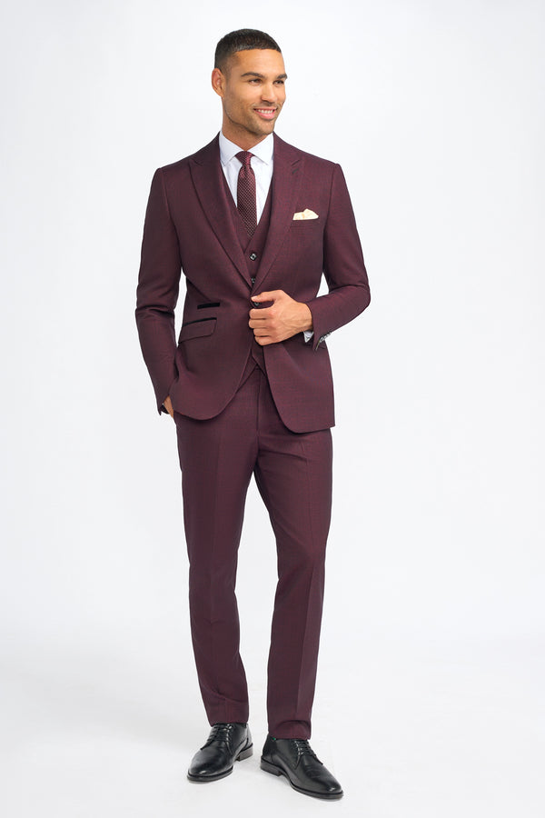 Caridi Wine Three Piece Suit