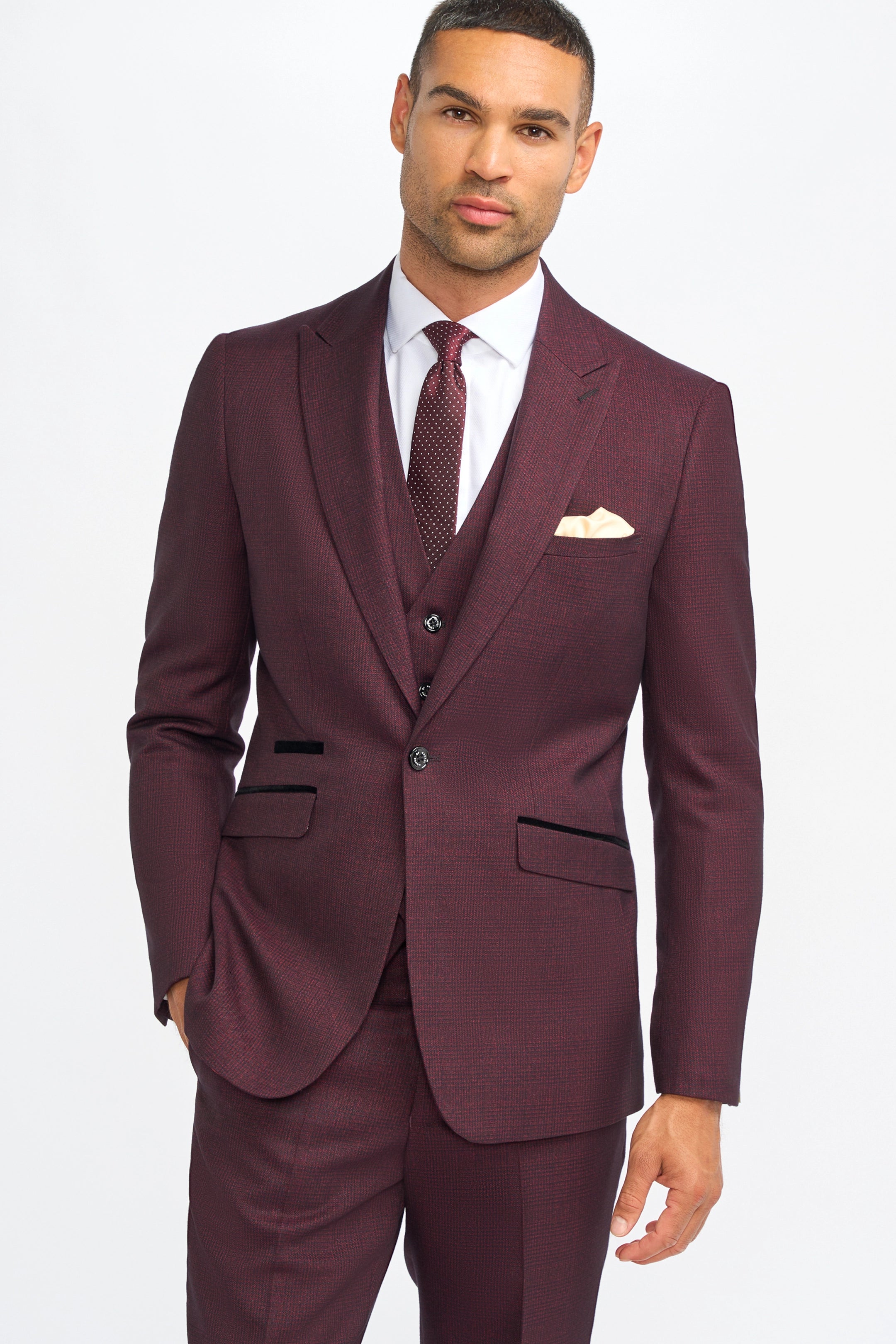 Caridi Wine Three Piece Suit