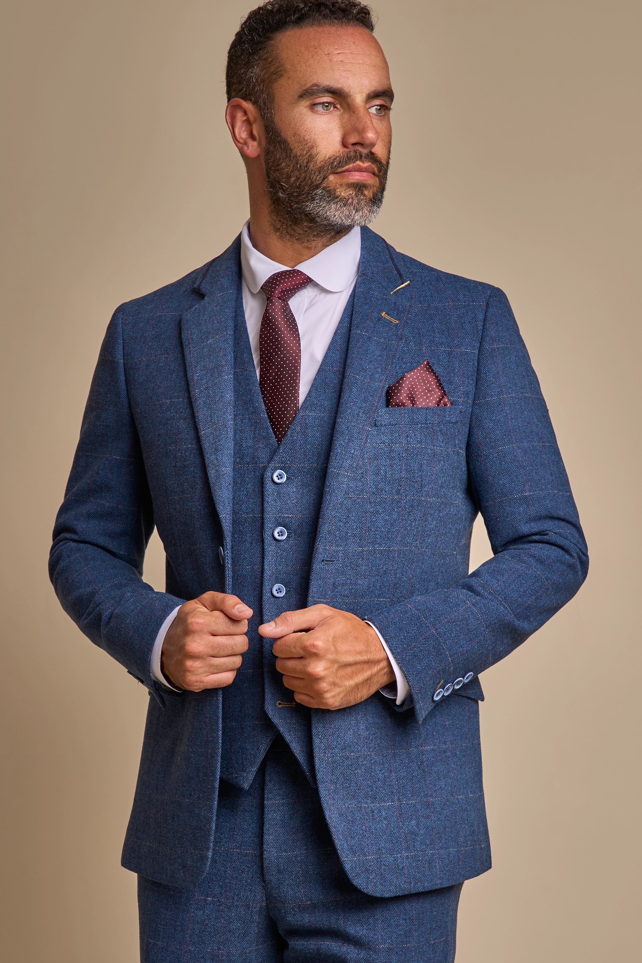 Carnegi Navy Tweed Three Piece Suit