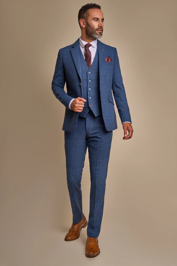 Carnegi Navy Tweed Three Piece Suit