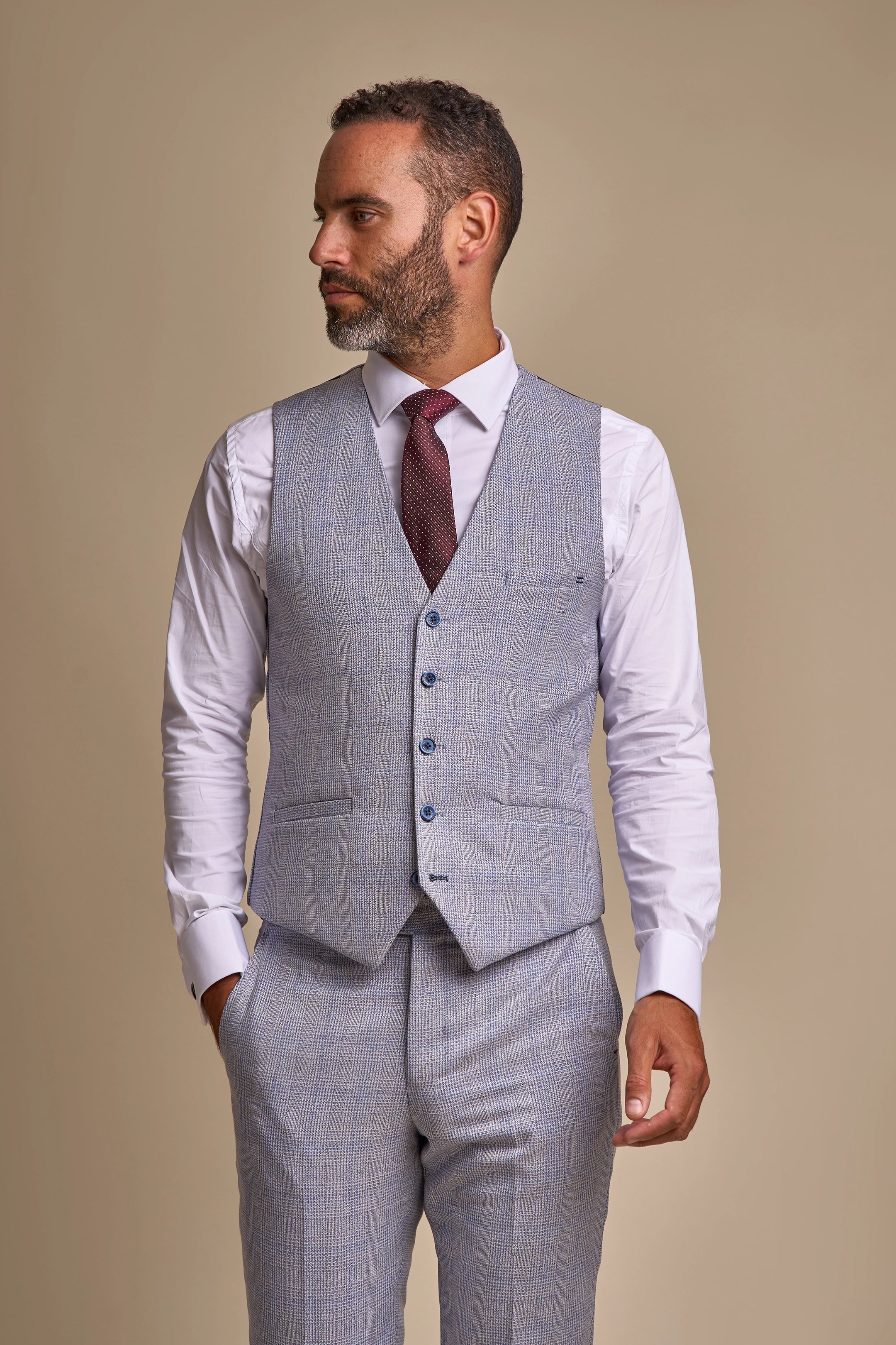 Caridi Sky Check Three Piece Suit
