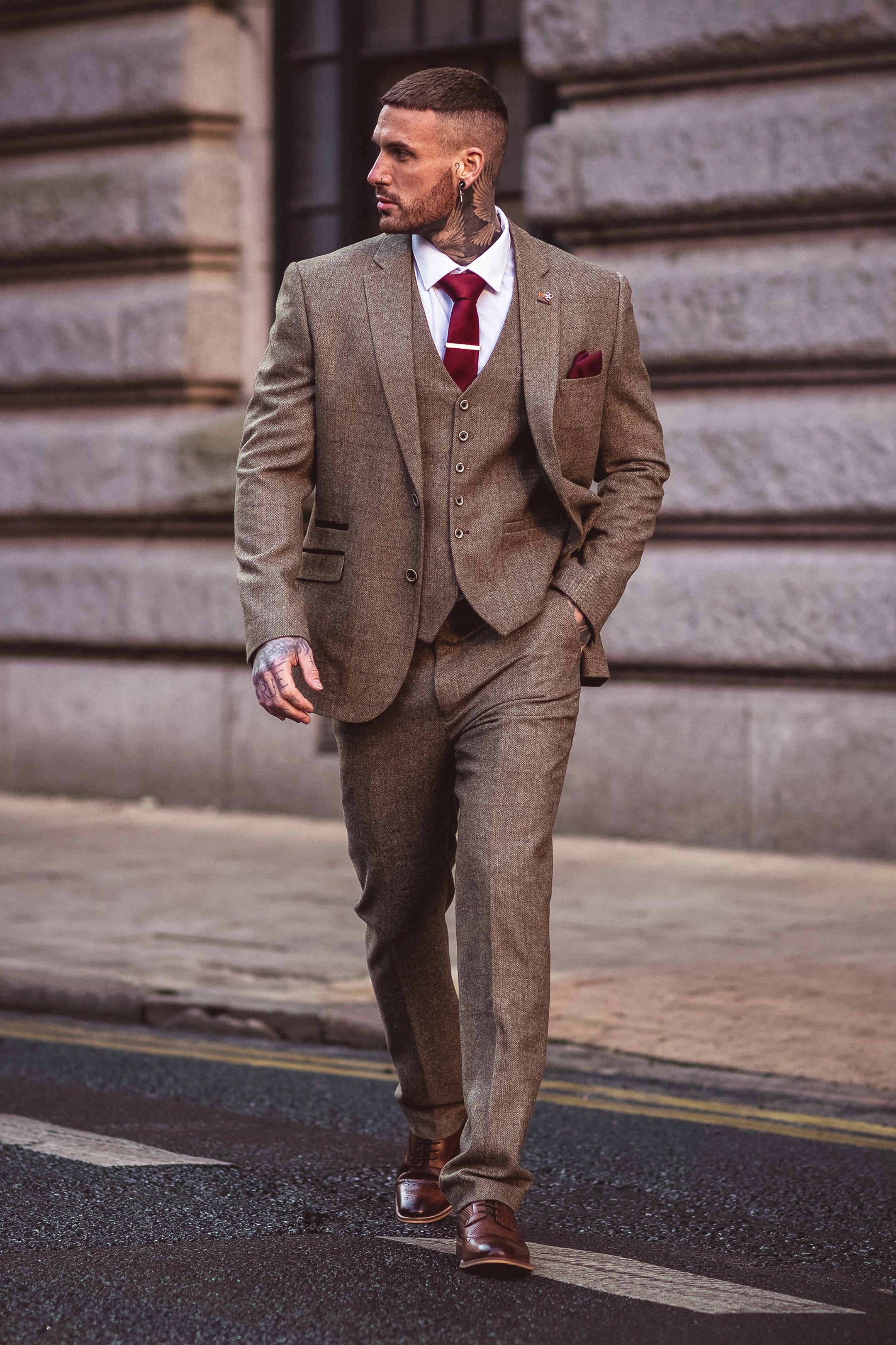 Gaston Sage Three Piece Suit