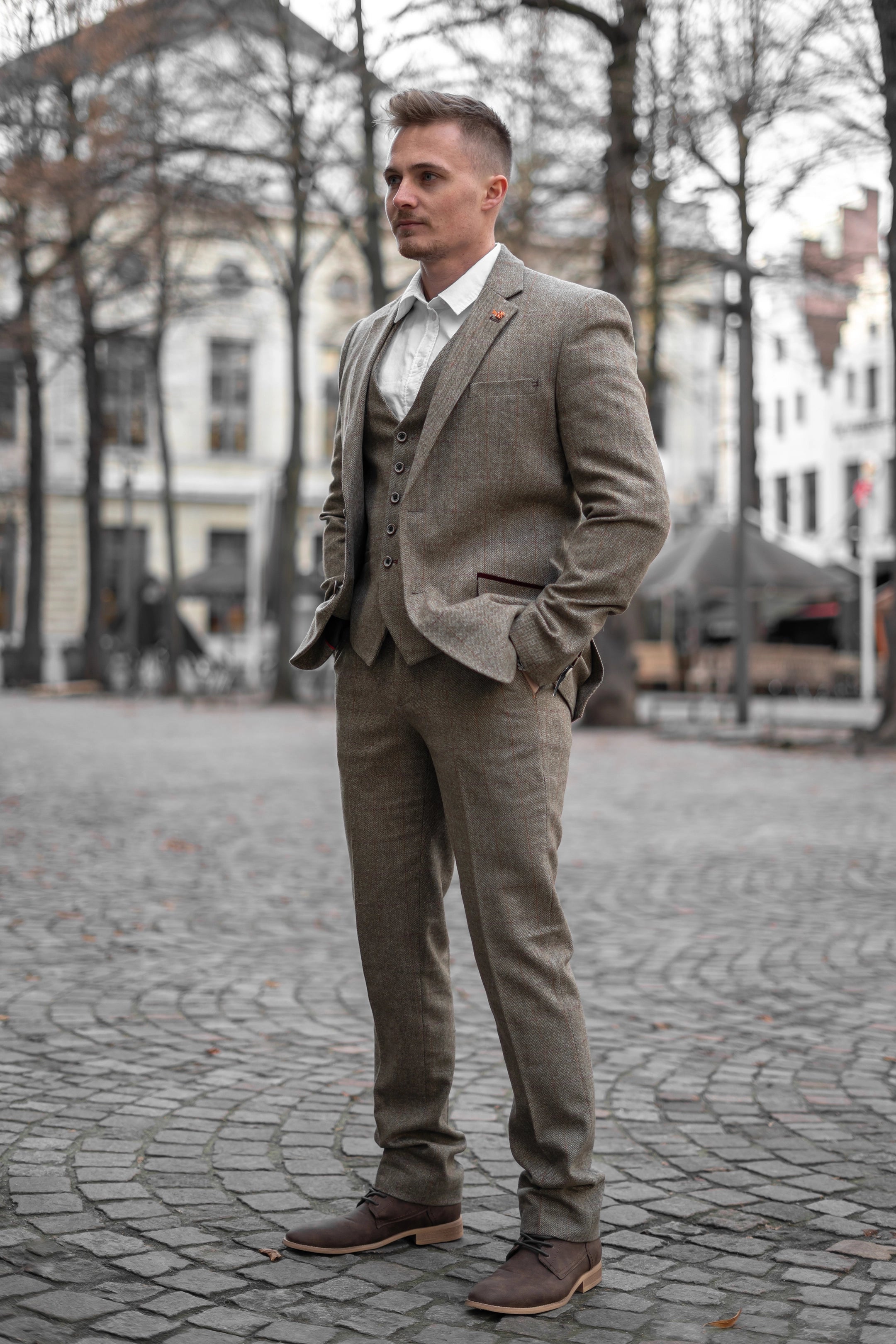Gaston Sage Three Piece Suit