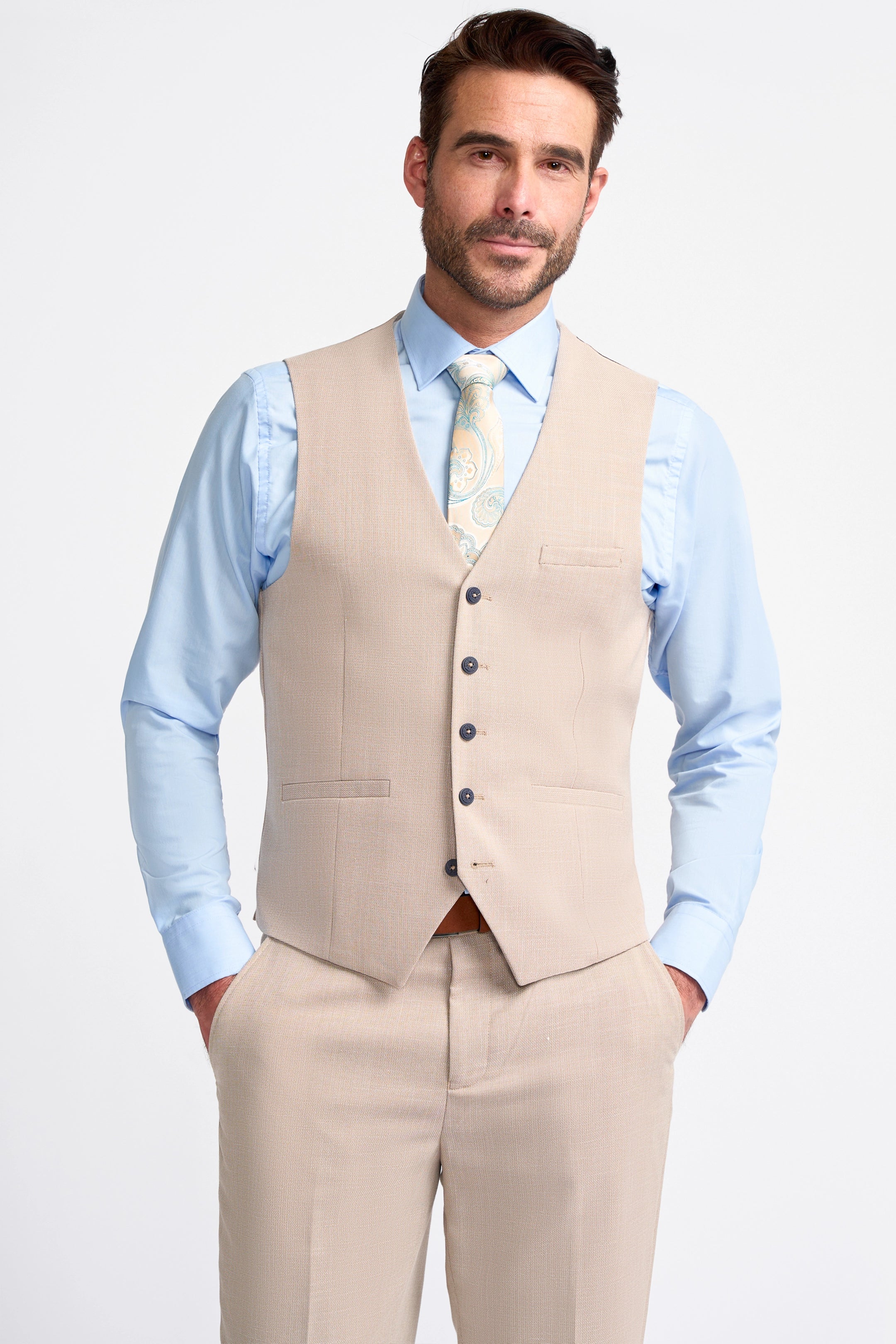 Miami Beige Three Piece Suit