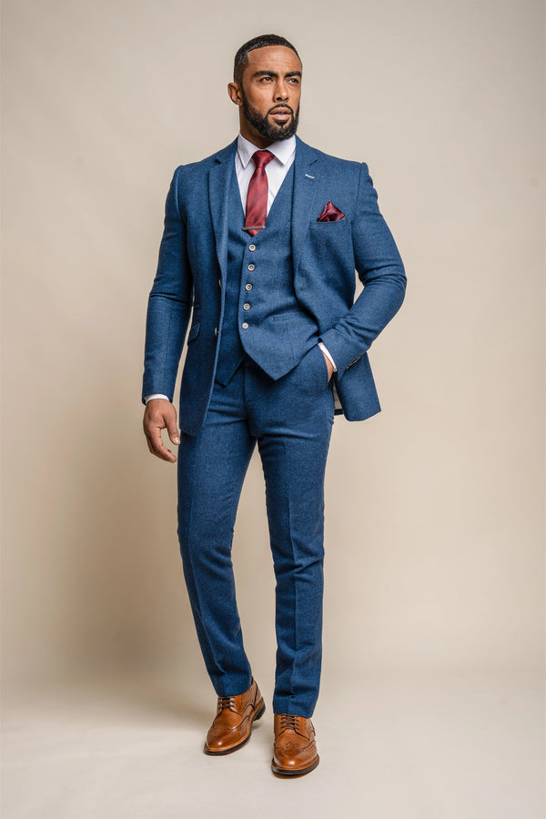 Orson Blue Tweed Three Piece Suit