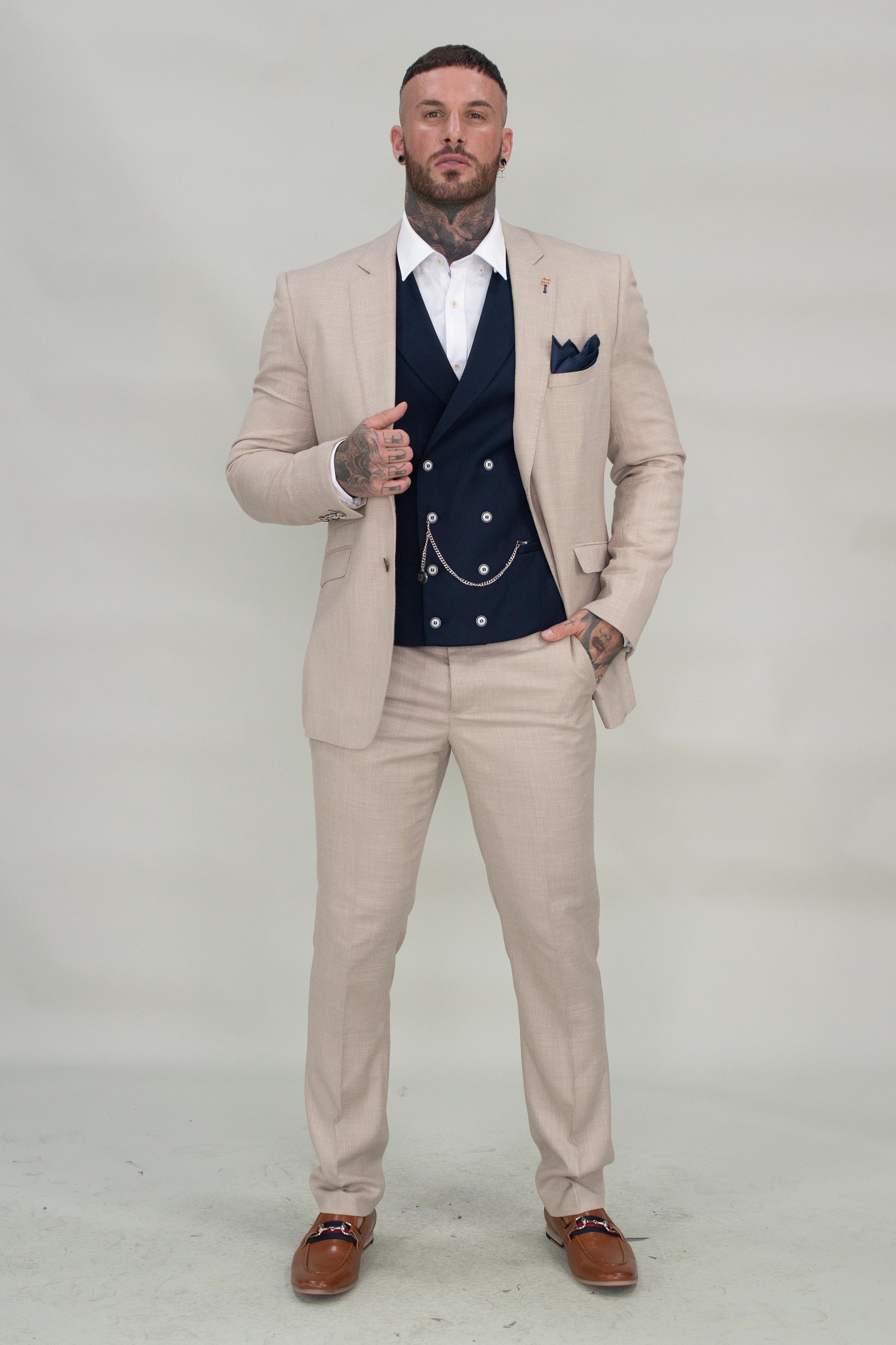 Lennox Navy Double Breasted Waistcoat