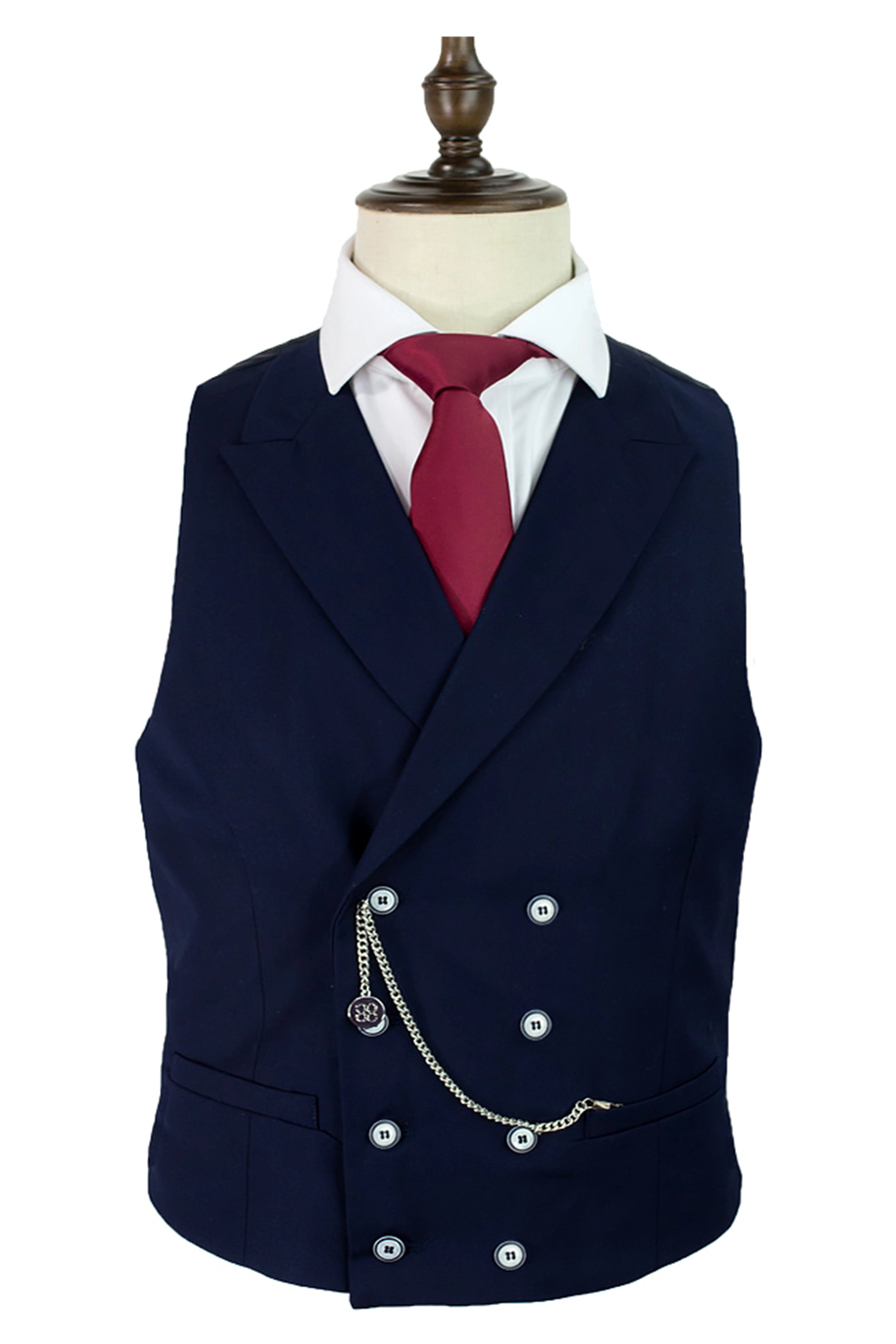Lennox Navy Double Breasted Waistcoat