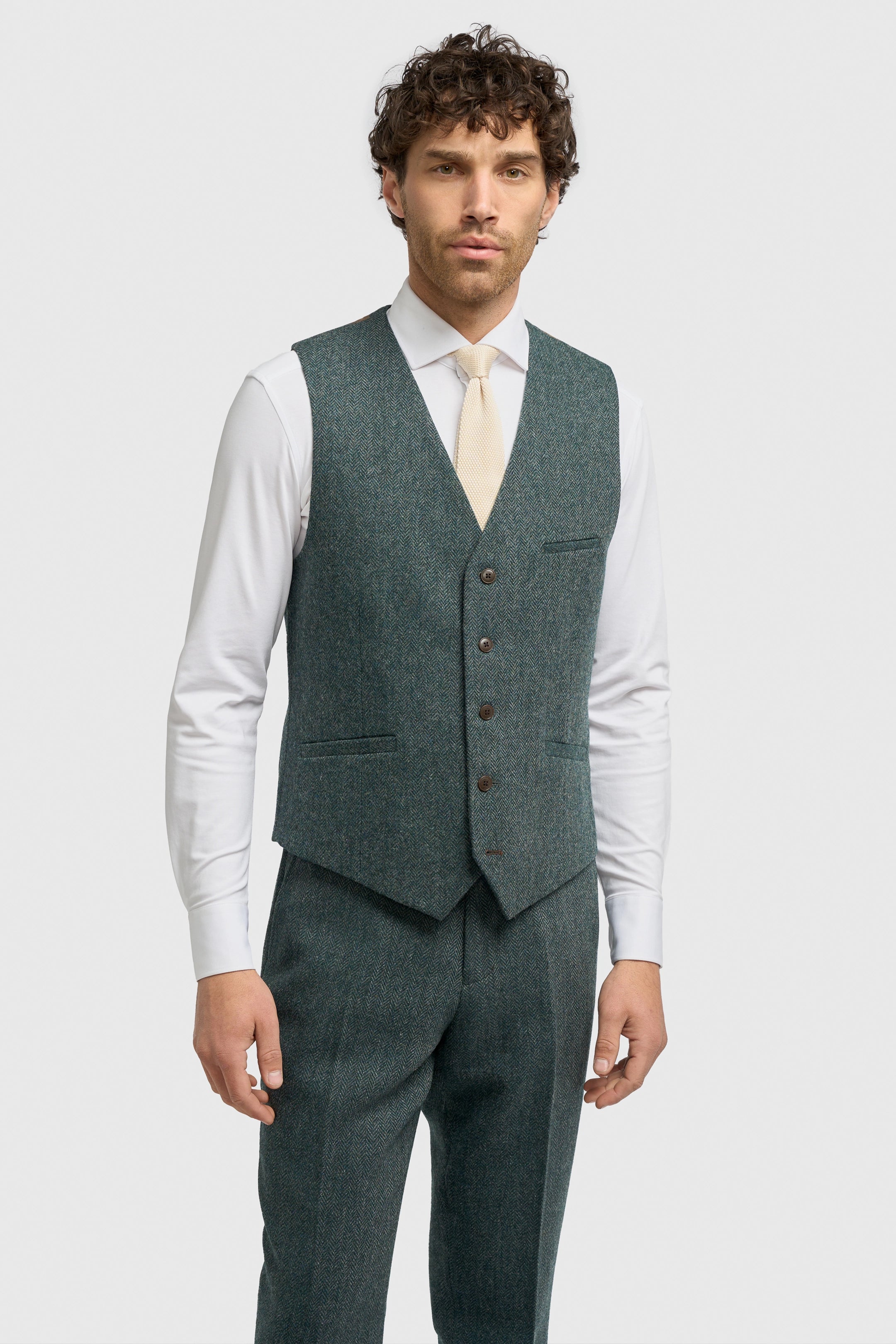 Thomas Lush Olive Tweed Three Piece Suit