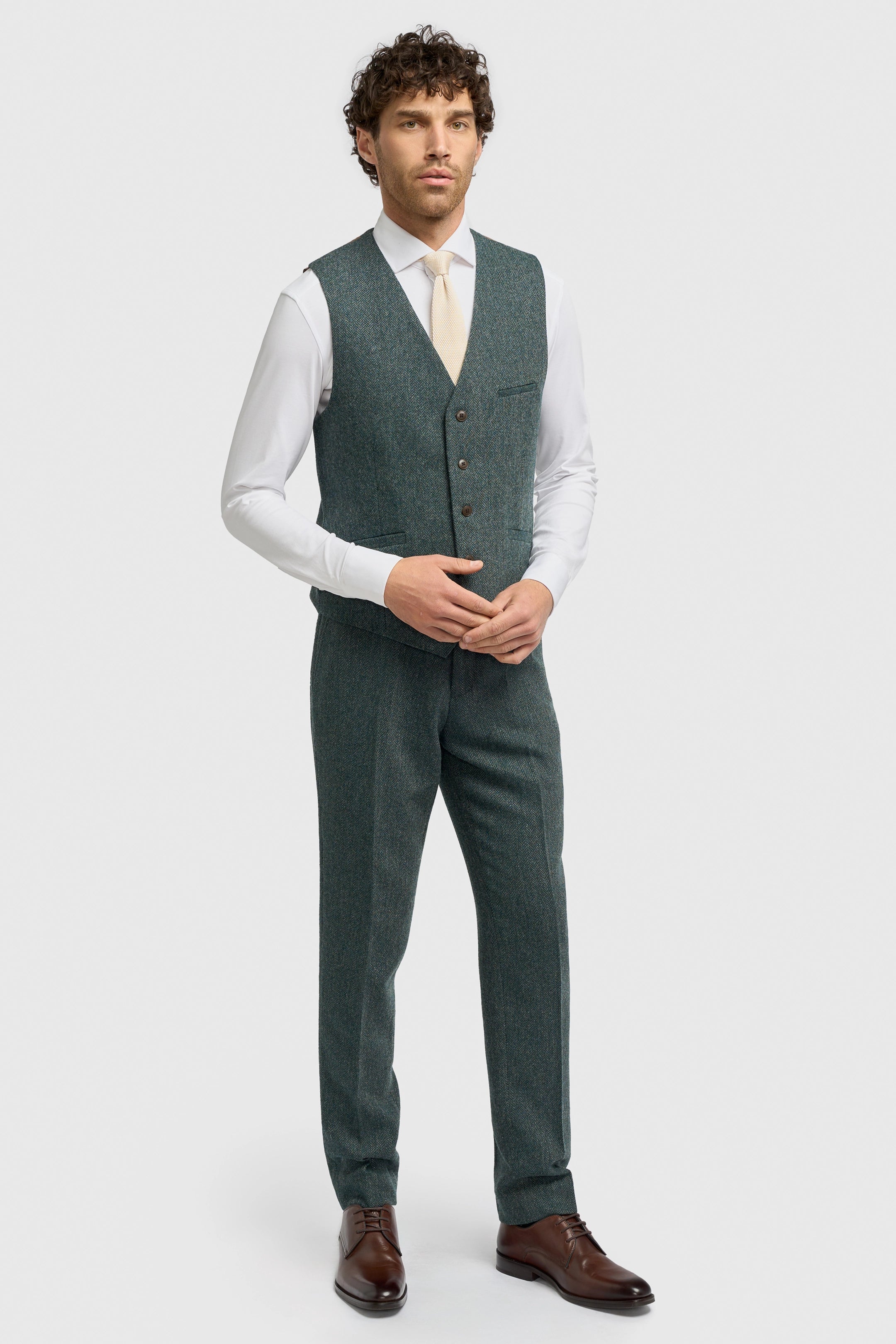 Thomas Lush Olive Tweed Three Piece Suit