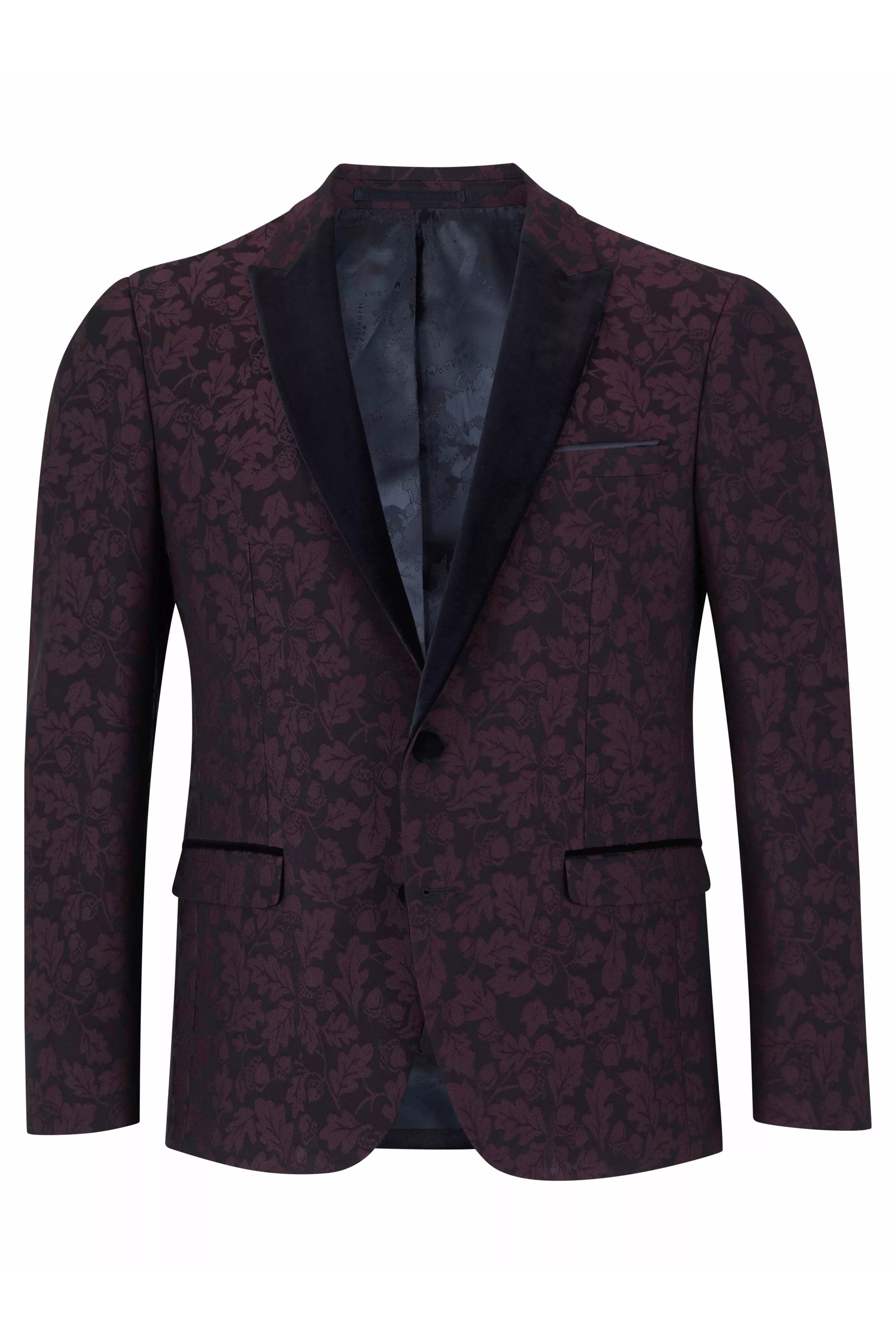 Remus Uomo Monti Z Dark Red Slim-Fit Floral Dinner Jacket