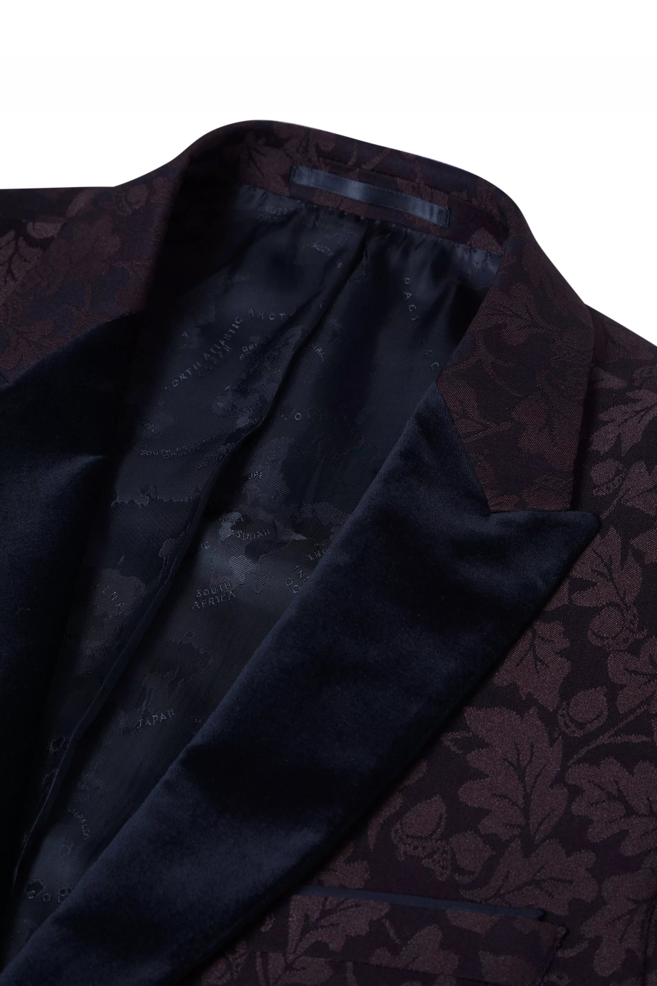 Remus Uomo Monti Z Dark Red Slim-Fit Floral Dinner Jacket