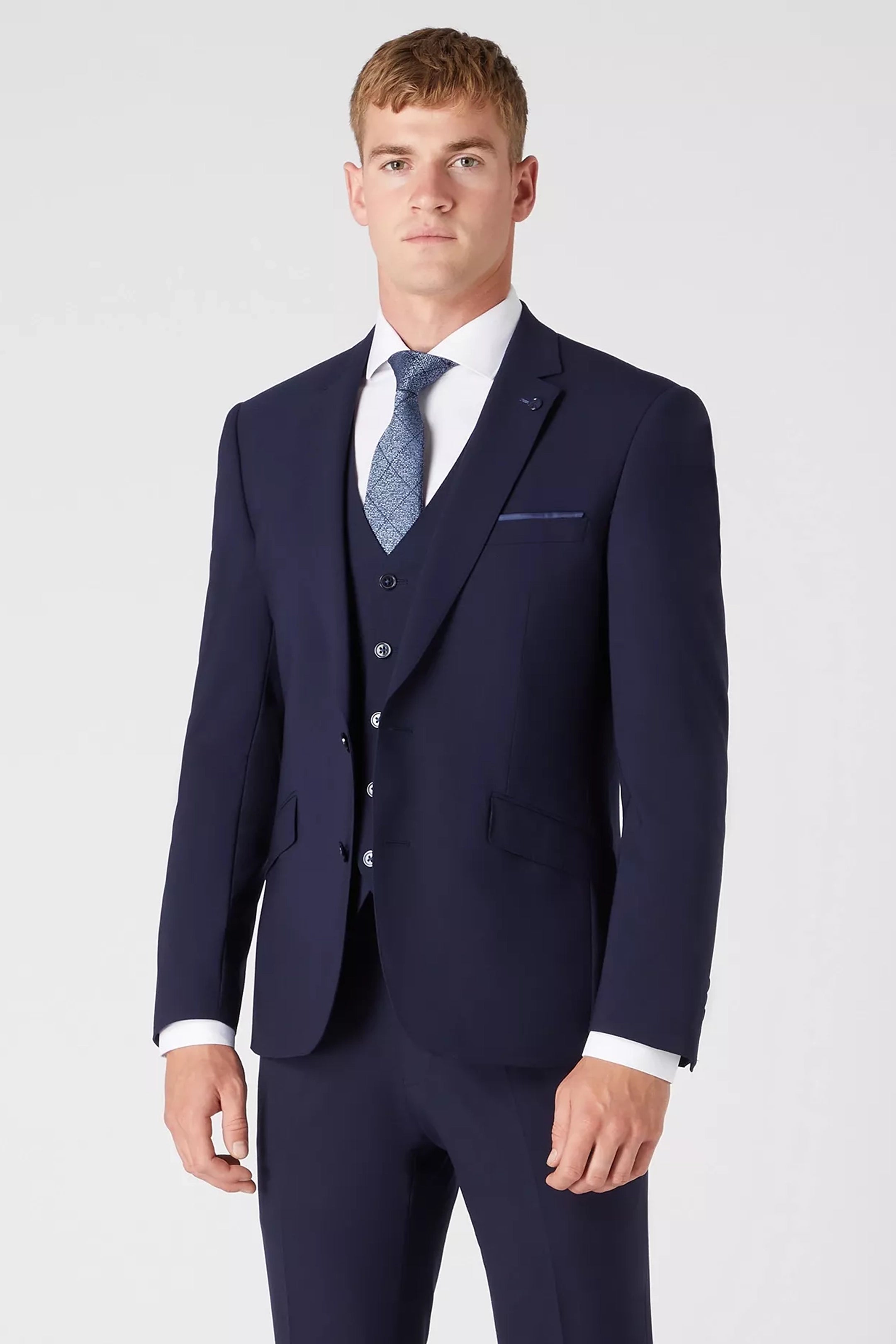 Remus Uomo Palucci Tapered Fit Wool-Rich Stretch Navy Suit