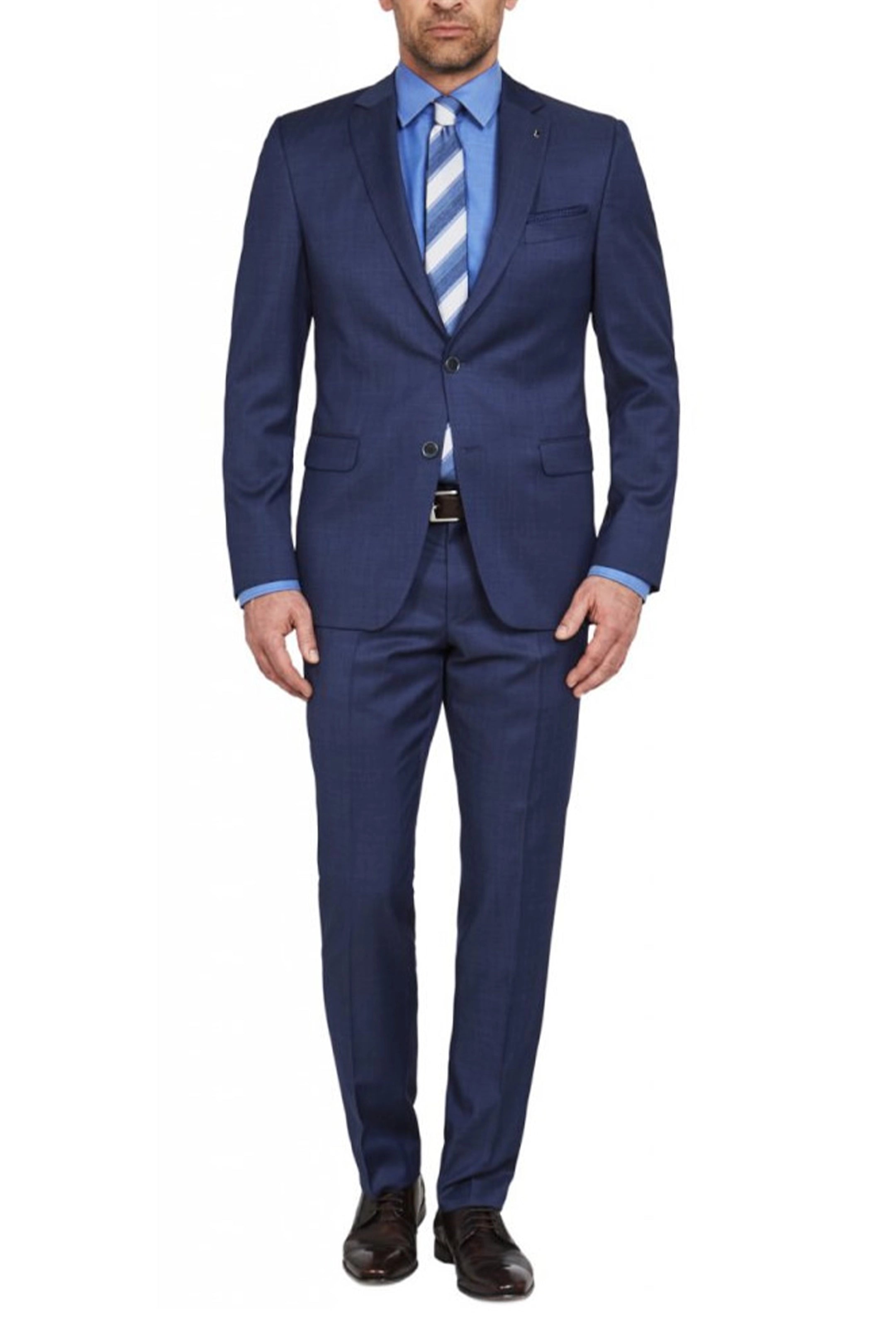 Digel Duncan Modern Fit Pure Virgin Wool Blue Trousers