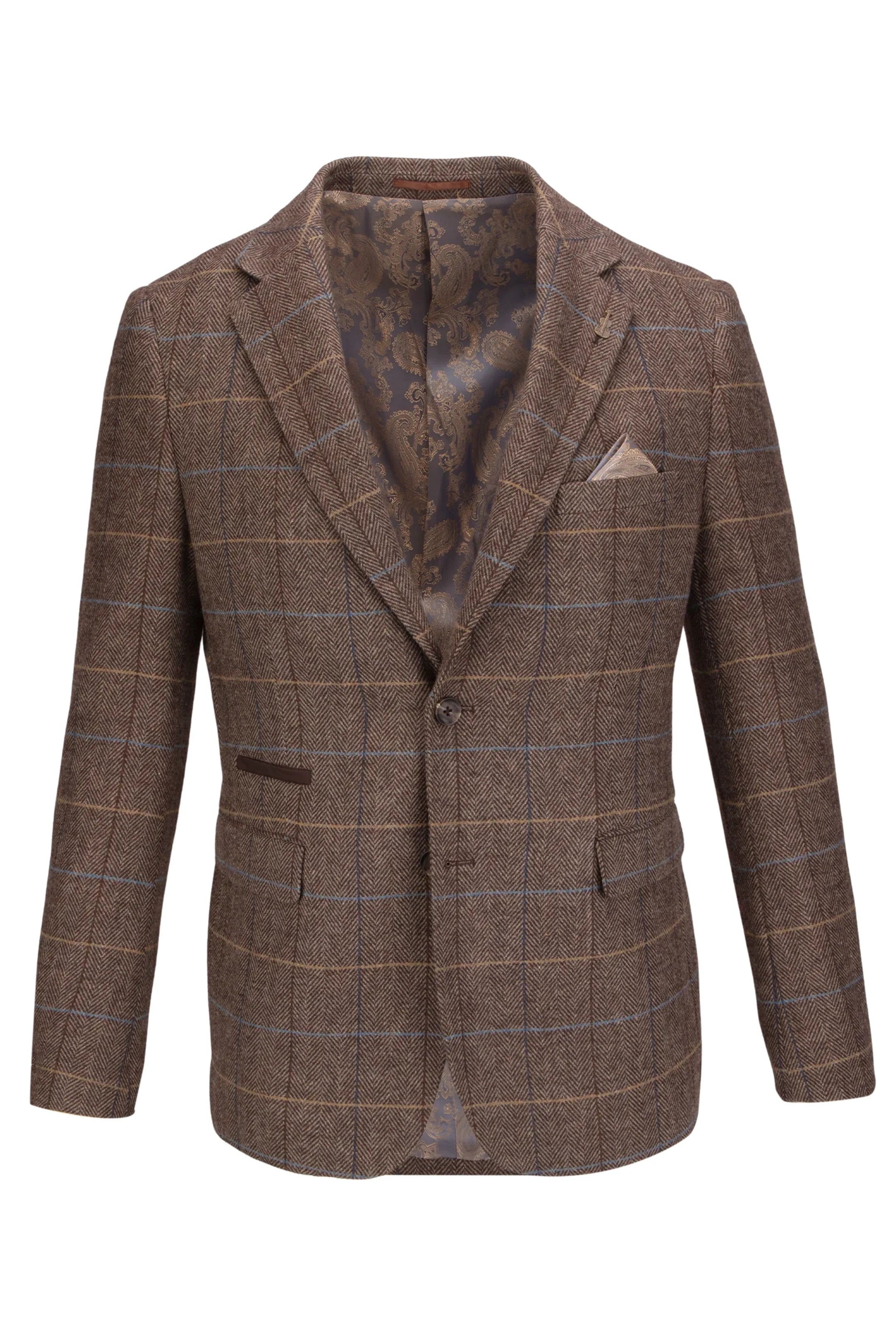 Brown Checked Herringbone 3 Piece Suit