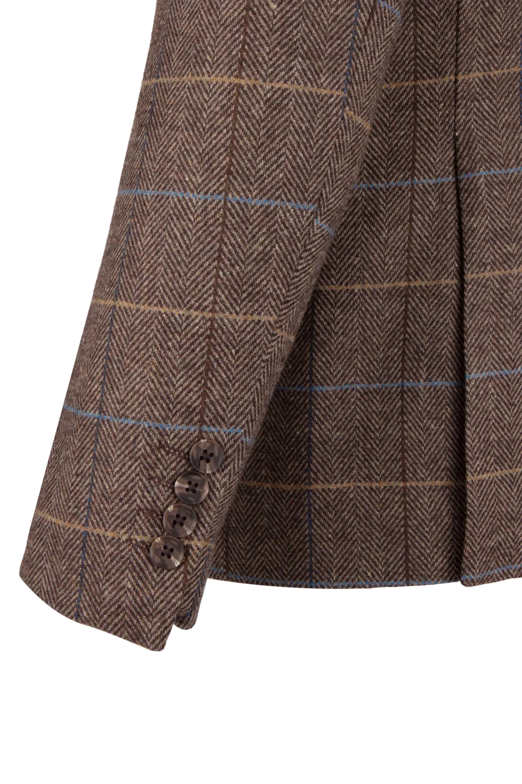 Brown Checked Herringbone 3 Piece Suit